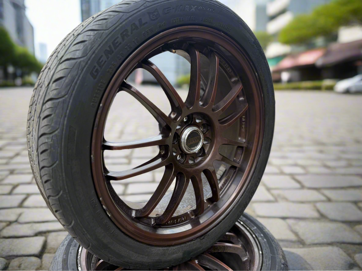 JDM RAYS WHEELS VOLKS RACING VR SUBARU STI 2004 WRX 2002-2007 5x100 18 x 7.5 +50 RIMS w/ 234/45zr18 TIRES