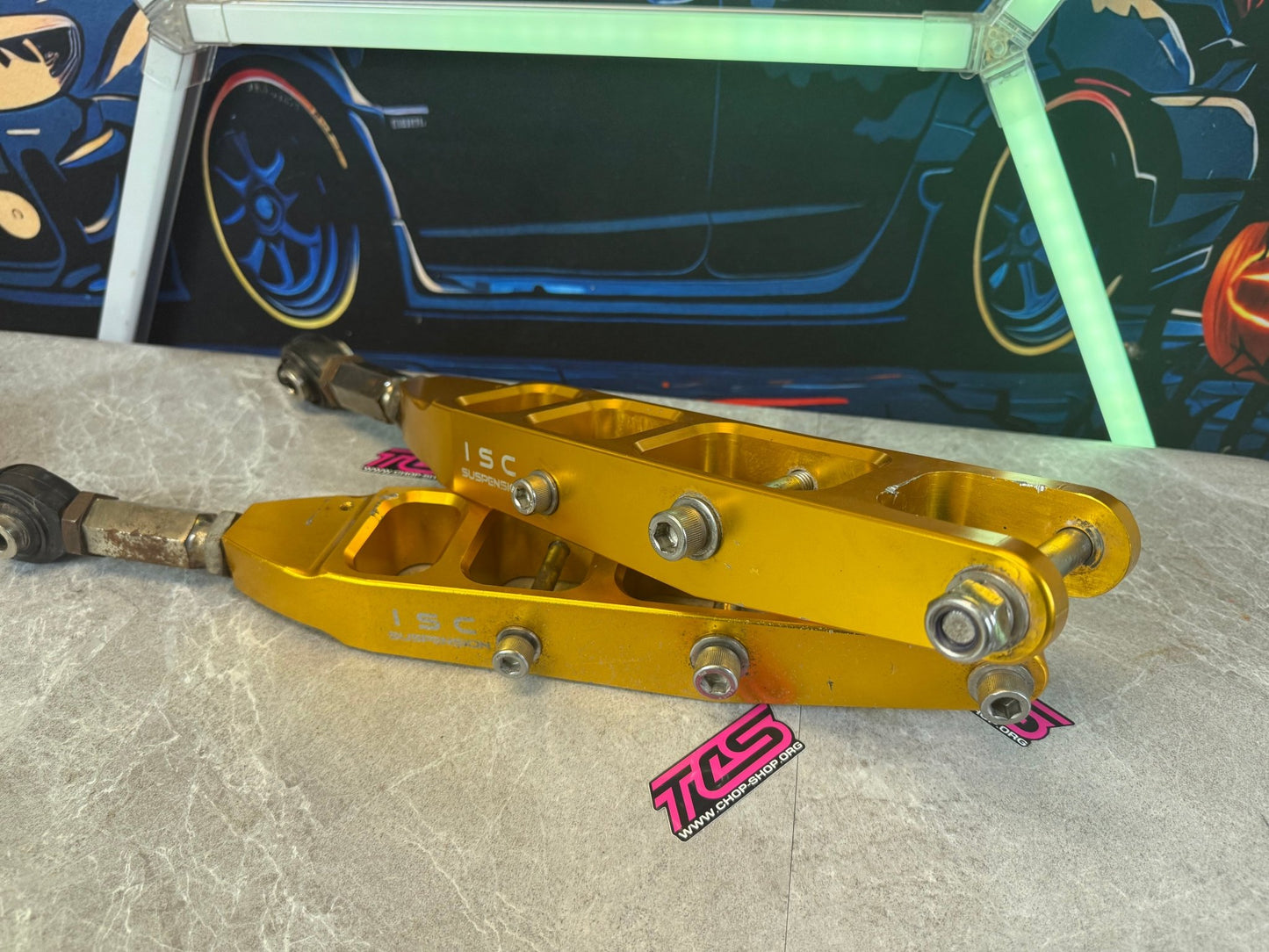 ISC suspension Subaru rear billet gold adjustable control arms 08-21 STi & WRX v3