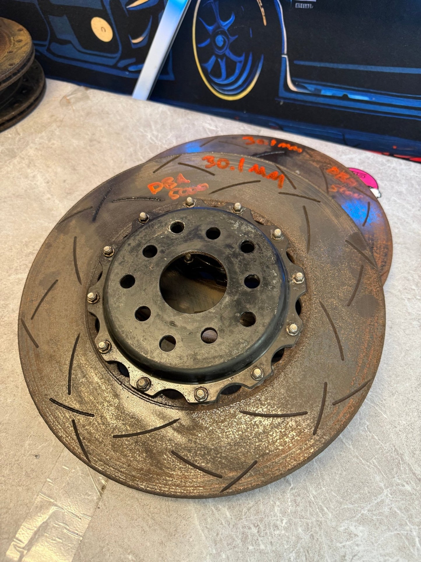 DBA 5000 2 piece vented brake disc rotors 5x114 5x100 brembo brakes Subaru STi wrx