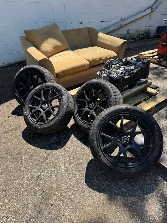 Enkei M52 16x7 ET45 5x100 Black Set Of 4 Wheels With Lionhart LH-501 Tires Set