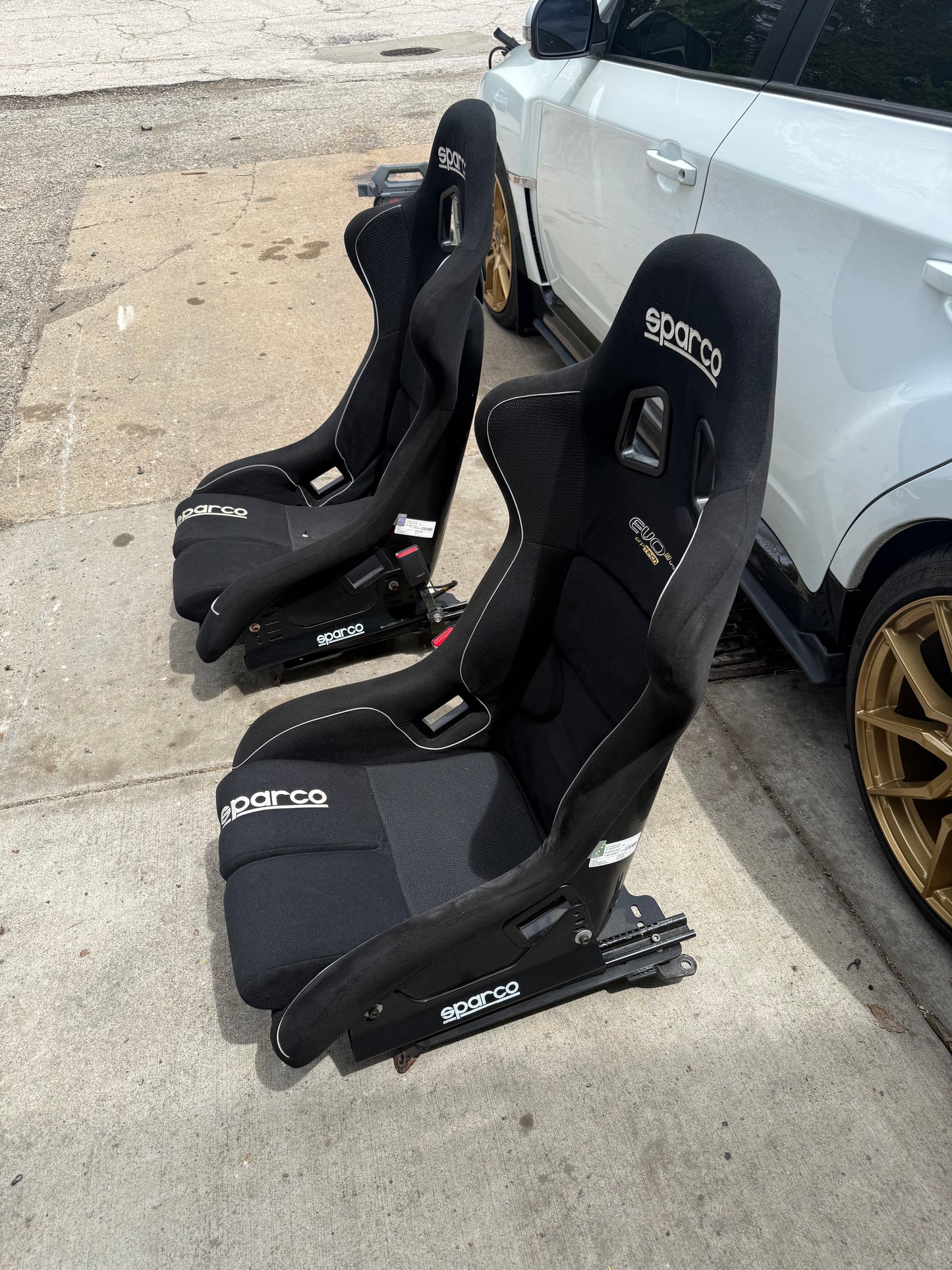 SPARCO EVO 2 racing bucket seats 2008-2014 WRX & Subaru STi Impreza 08-14 w/ side mounts & sparco sliders