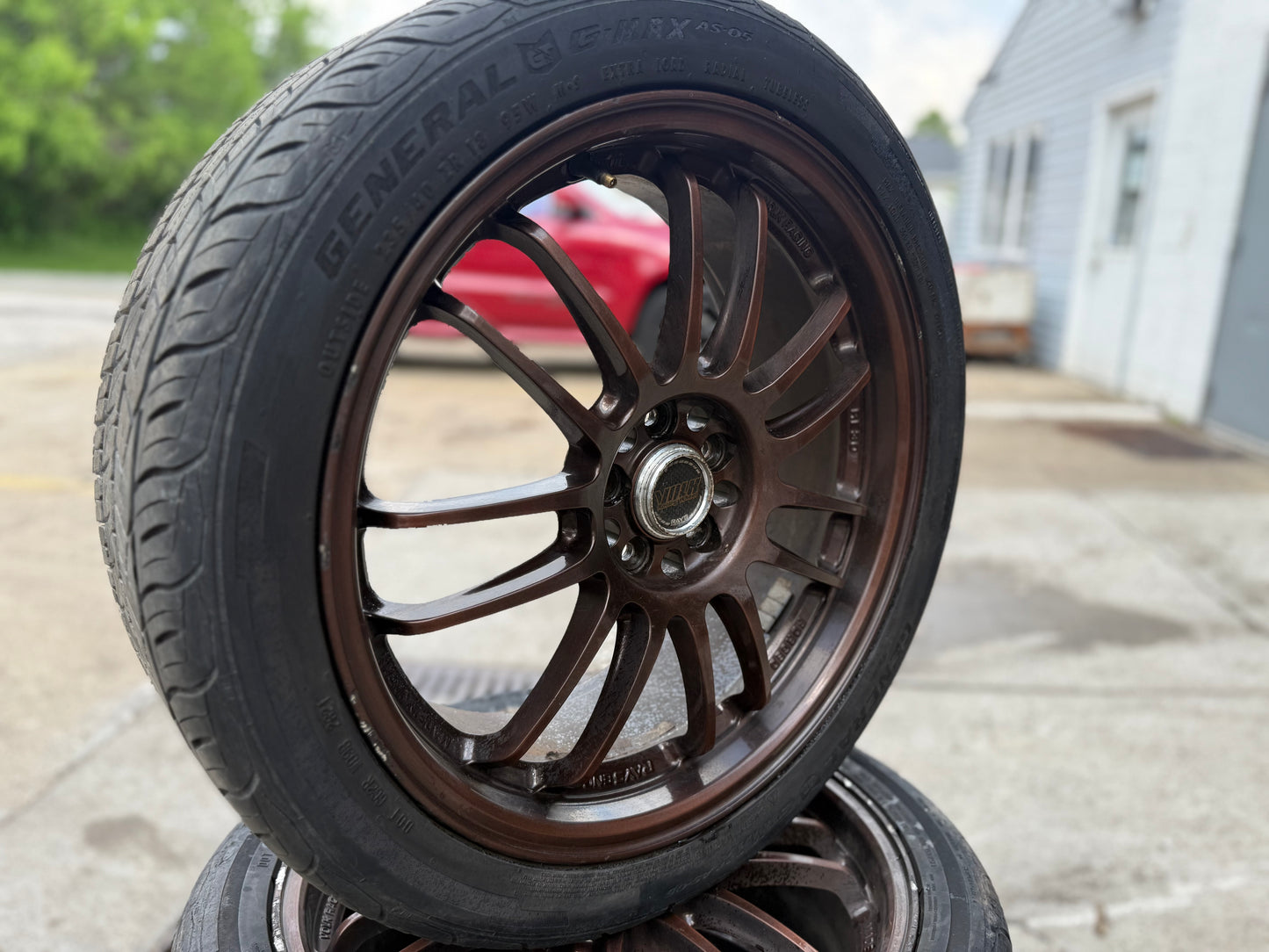 JDM RAYS WHEELS VOLKS RACING VR SUBARU STI 2004 WRX 2002-2007 5x100 18 x 7.5 +50 RIMS w/ 234/45zr18 TIRES