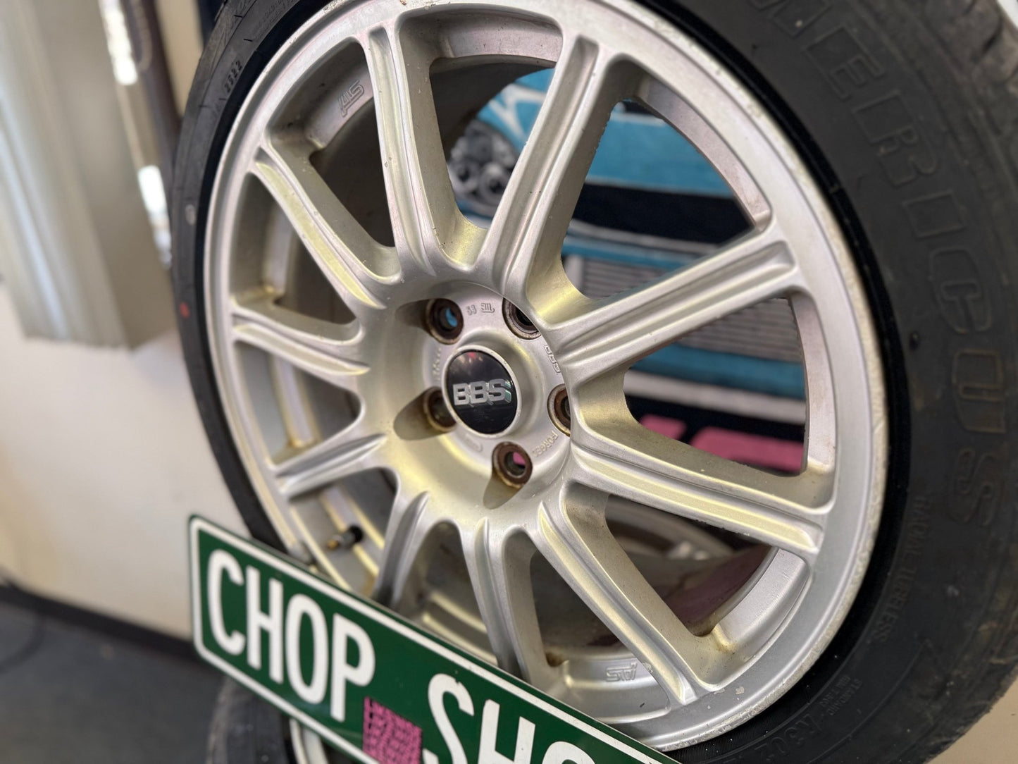 OEM BBS Subaru STi wheels forged 5x114 2005-2007 clear brembos w/ tires & center caps