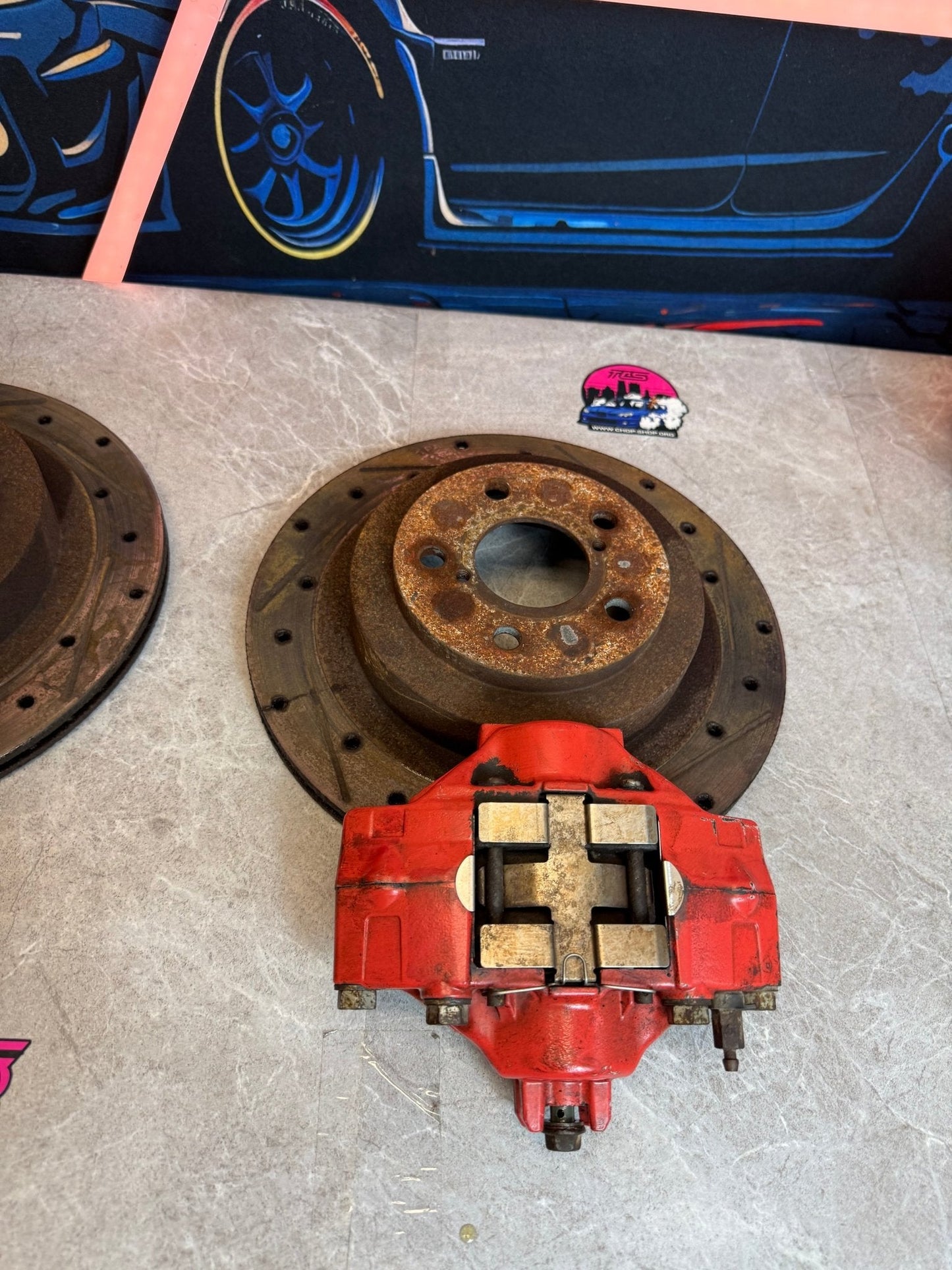2006 2007 oem Fuji Subaru rear wrx brake calipers “ 2 pots “ 5x100 rotors bugeye blobeye