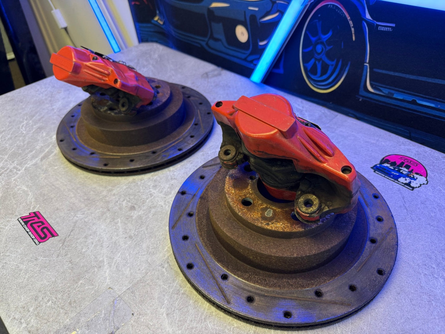 2006 2007 oem Fuji Subaru rear wrx brake calipers “ 2 pots “ 5x100 rotors bugeye blobeye