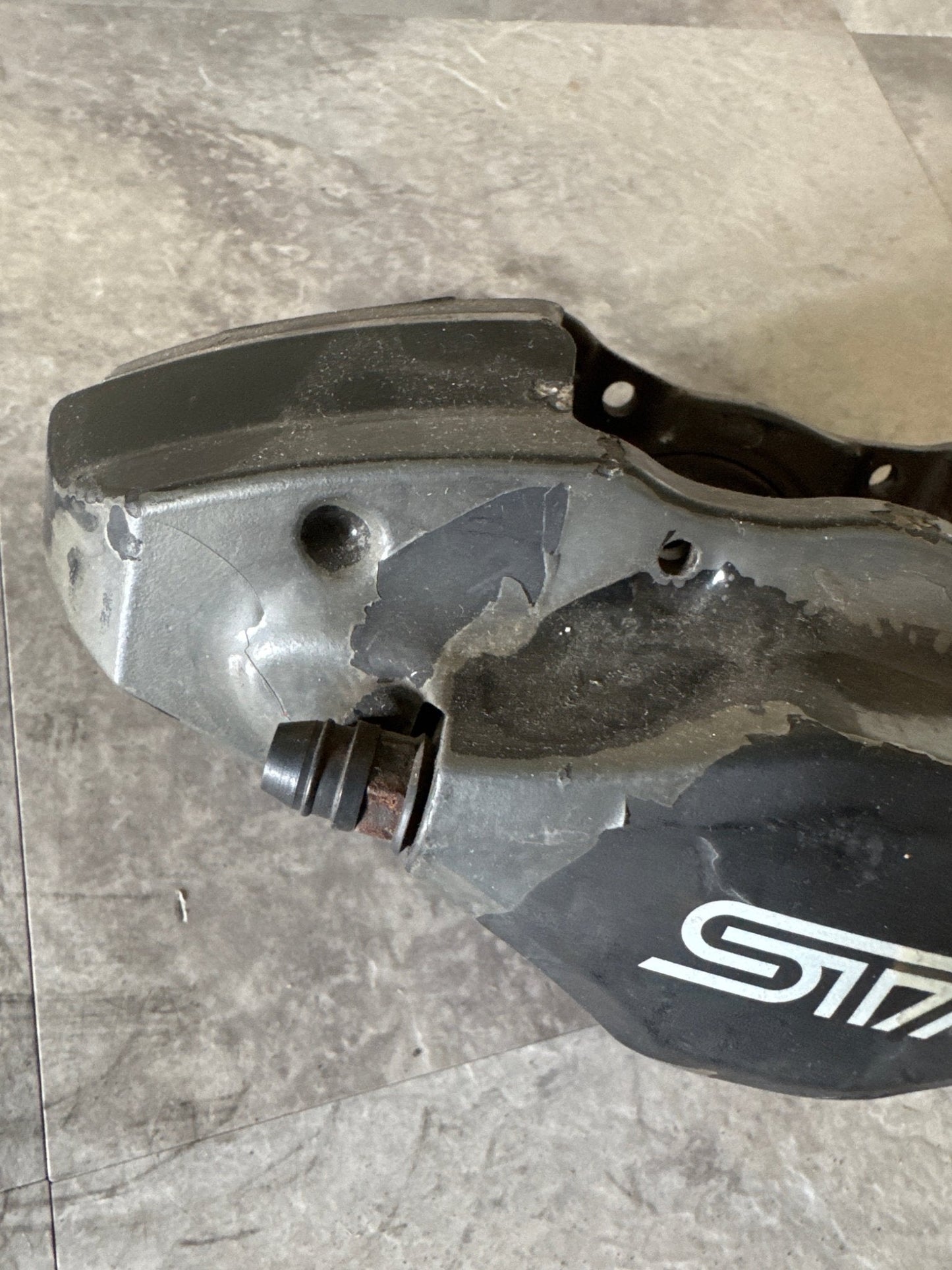 08-17 SUBARU WRX STI OEM DRIVER REAR BREMBO BRAKE CALIPER BLACK SINGLE