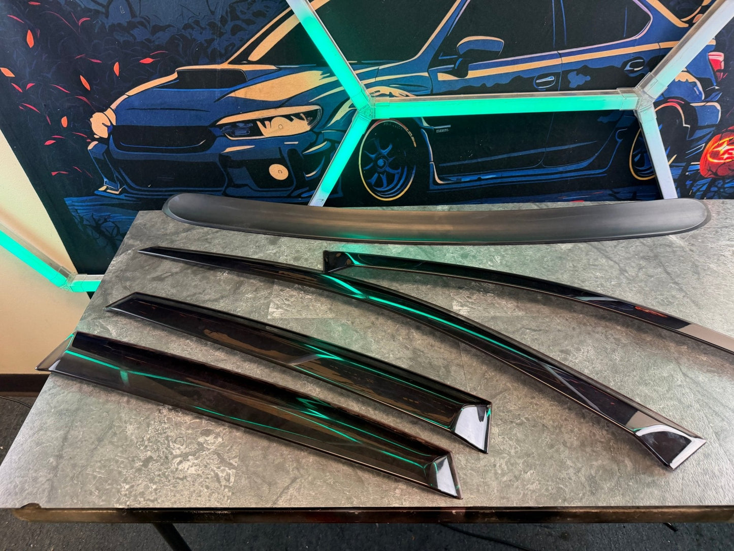 OEM 08-14 Subaru WRX/STi Window Rain Trim Guards/Rear Window Wing Spoiler King