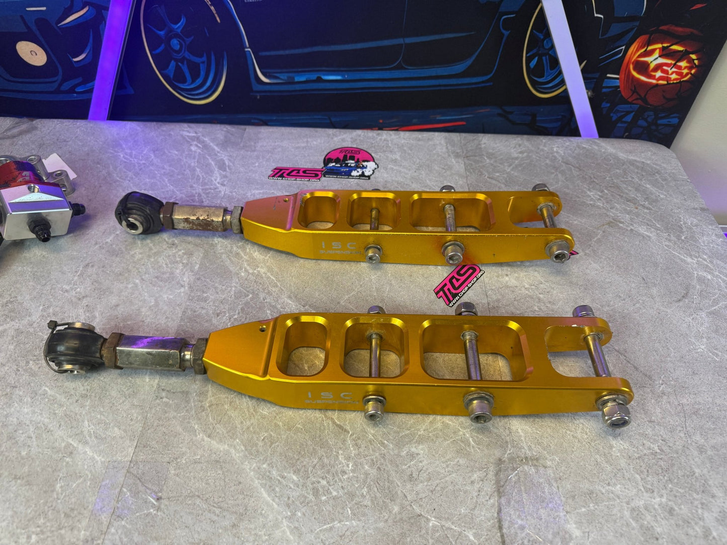 ISC suspension Subaru rear billet gold adjustable control arms 08-21 STi & WRX v3