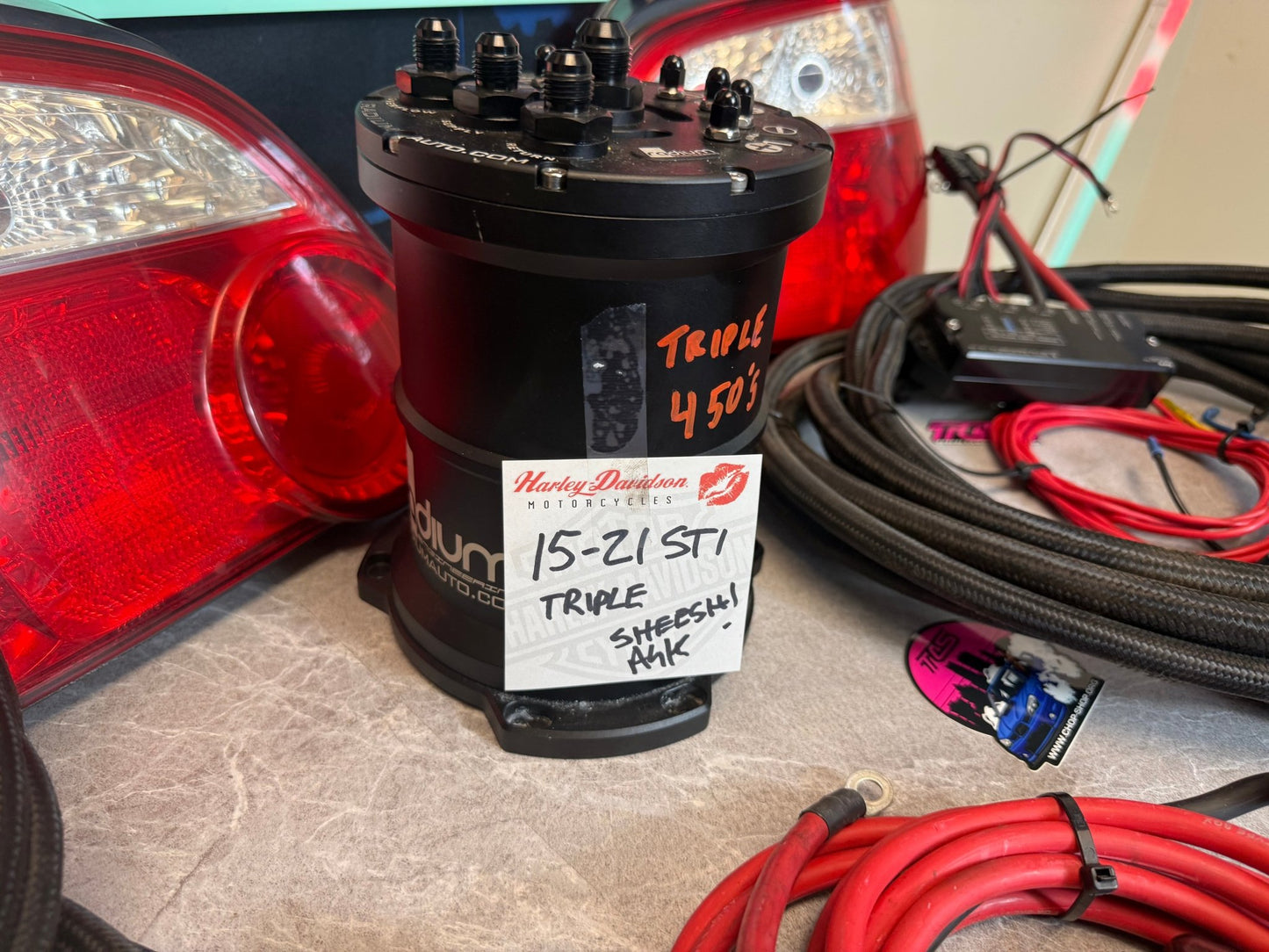 RADIUM engineering triple fuel pump kit surge tank walbro 450 LPH hobb switch braided stainless steel lines wiring