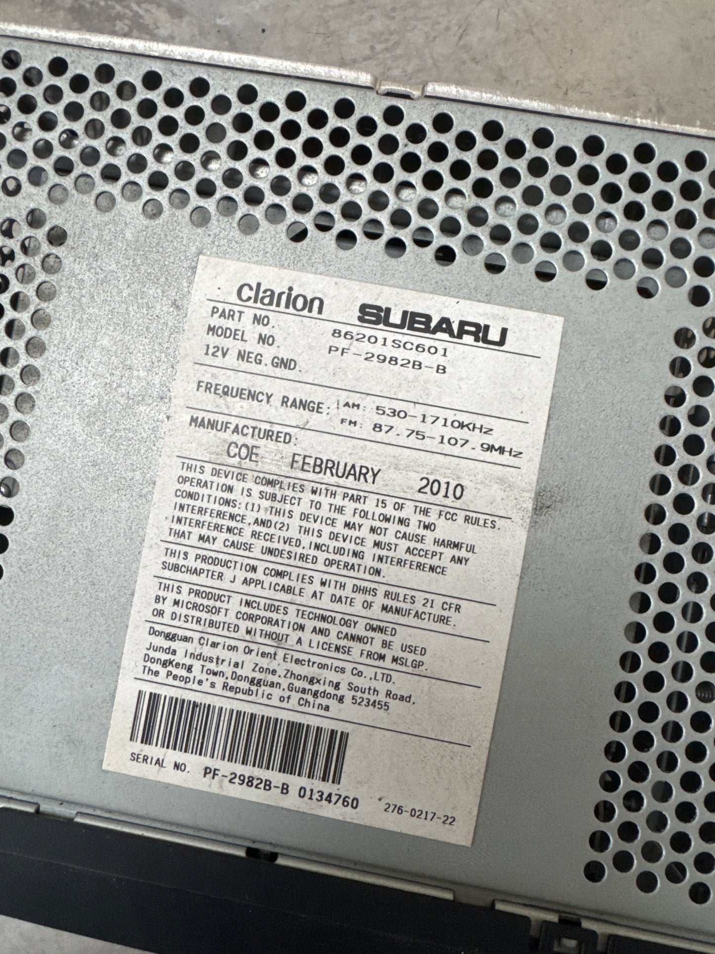 2008-2011 Subaru Impreza OEM AM FM Radio mp3 CD XM Capability