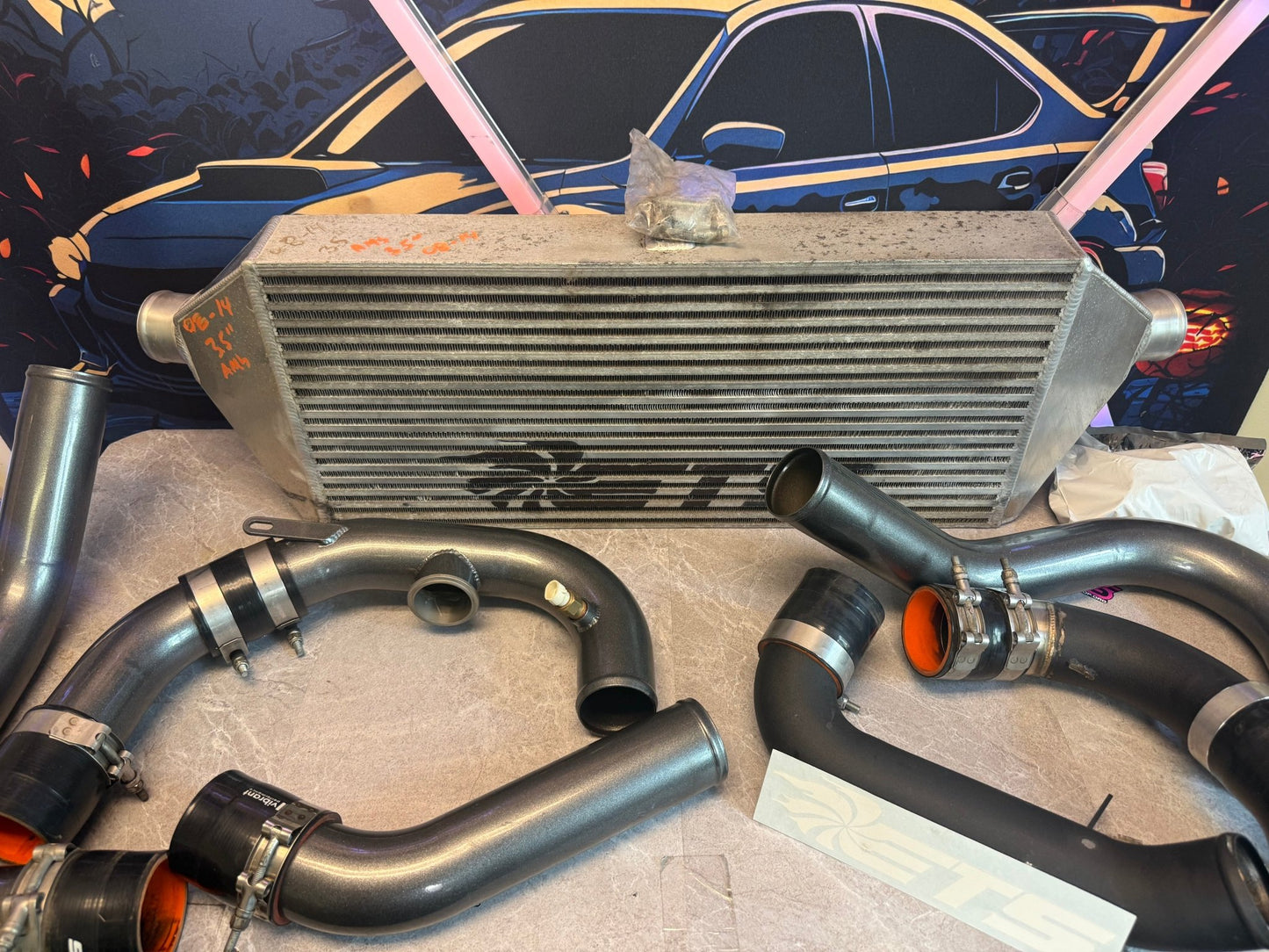 ETS FMIC kit front mount intercooler kit for 08-14 Subaru STi ej257 3.5β core (use with ams manifold & ets rotated kit )