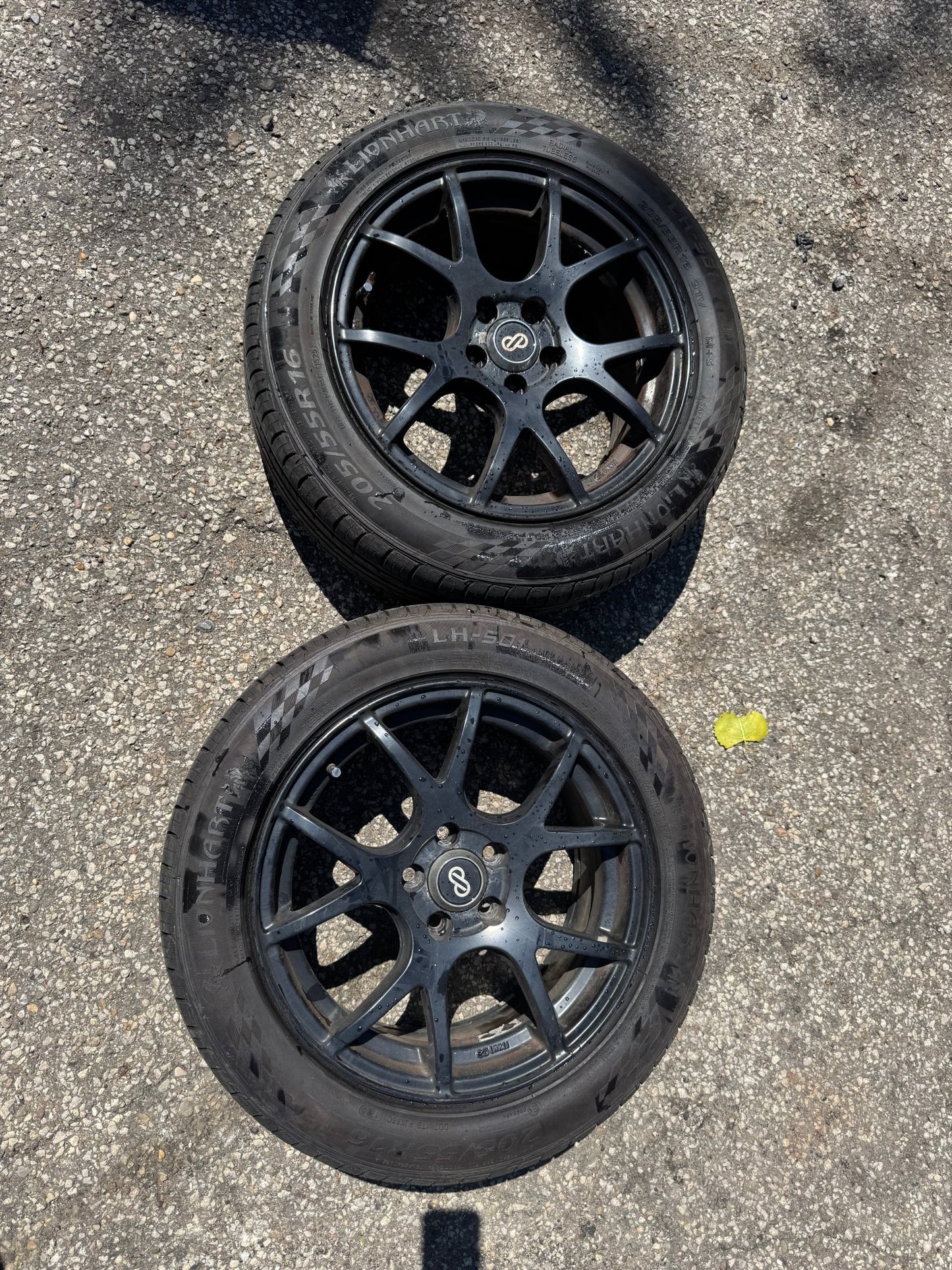 Enkei M52 16x7 ET45 5x100 Black Set Of 4 Wheels With Lionhart LH-501 Tires Set