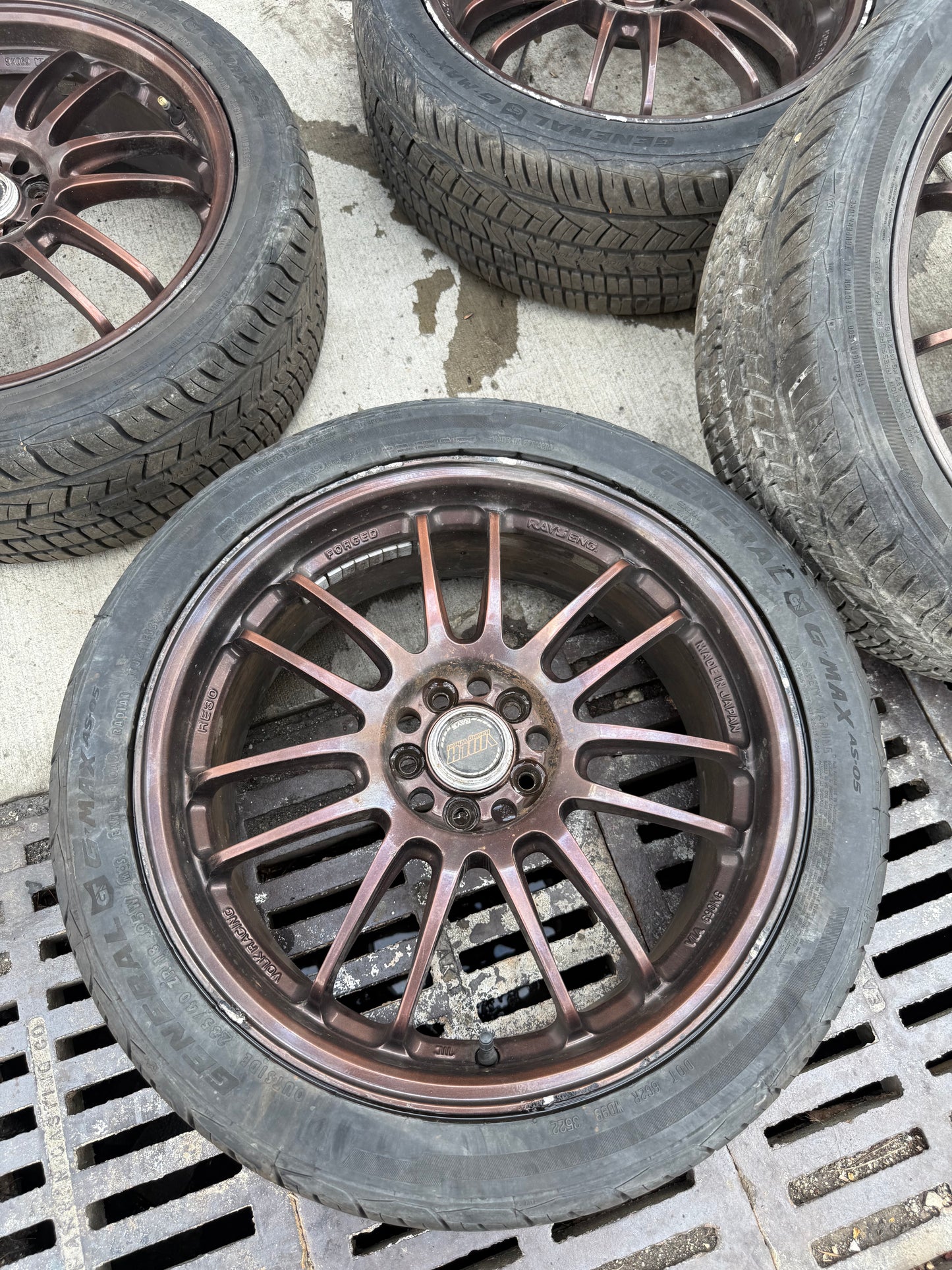 JDM RAYS WHEELS VOLKS RACING VR SUBARU STI 2004 WRX 2002-2007 5x100 18 x 7.5 +50 RIMS w/ 234/45zr18 TIRES