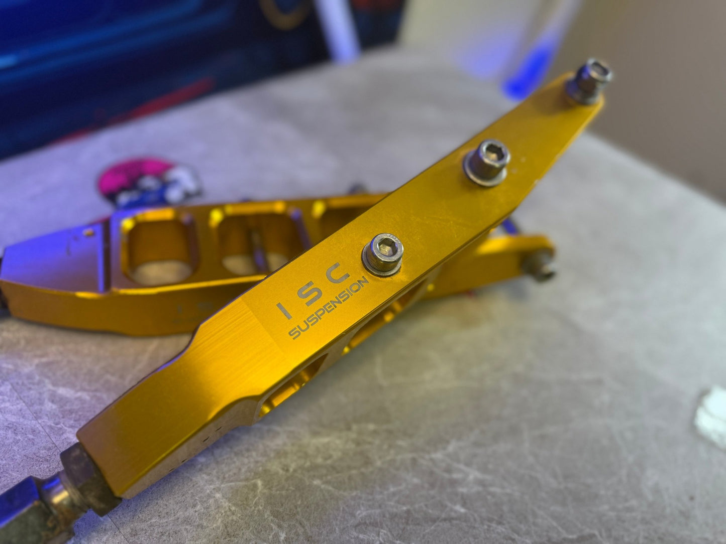ISC suspension Subaru rear billet gold adjustable control arms 08-21 STi & WRX v3