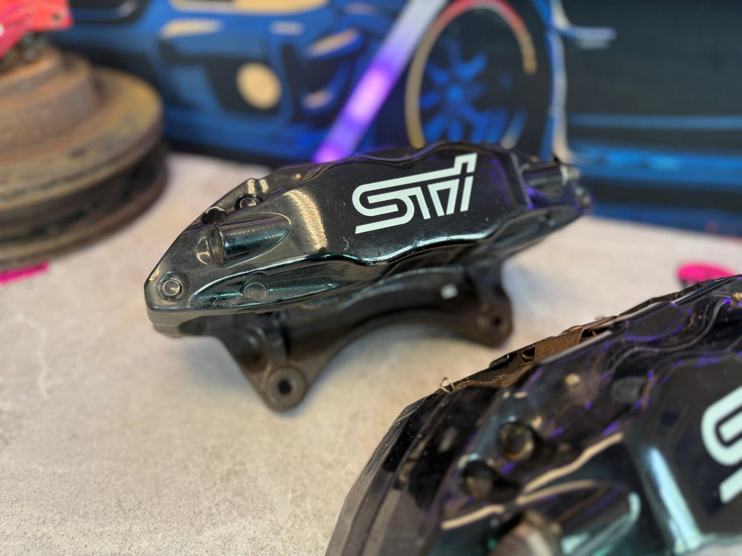 OEM ( not stoptech ) SUBARU STi brembo brake calipers front pair wrx 08-17 4 pot brembos
