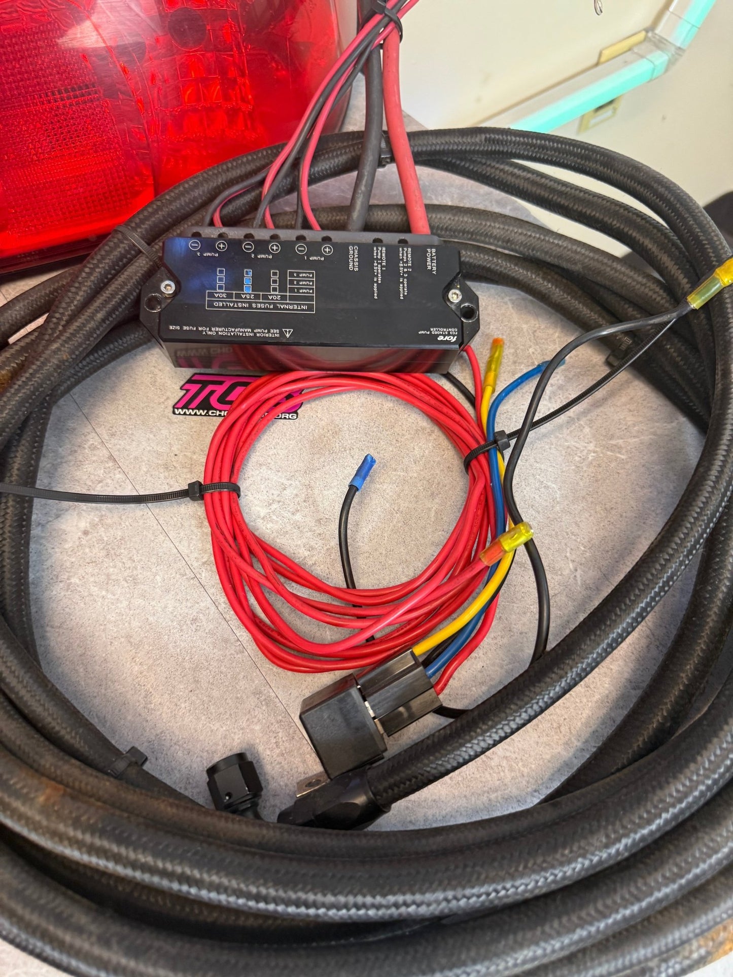 RADIUM engineering triple fuel pump kit surge tank walbro 450 LPH hobb switch braided stainless steel lines wiring