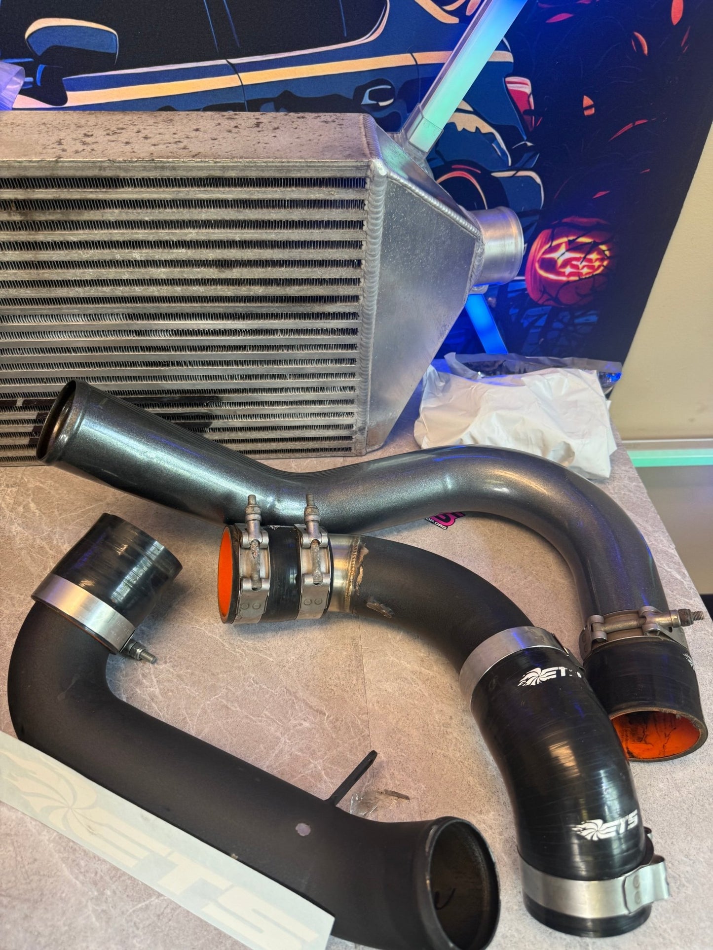 ETS FMIC kit front mount intercooler kit for 08-14 Subaru STi ej257 3.5β core (use with ams manifold & ets rotated kit )