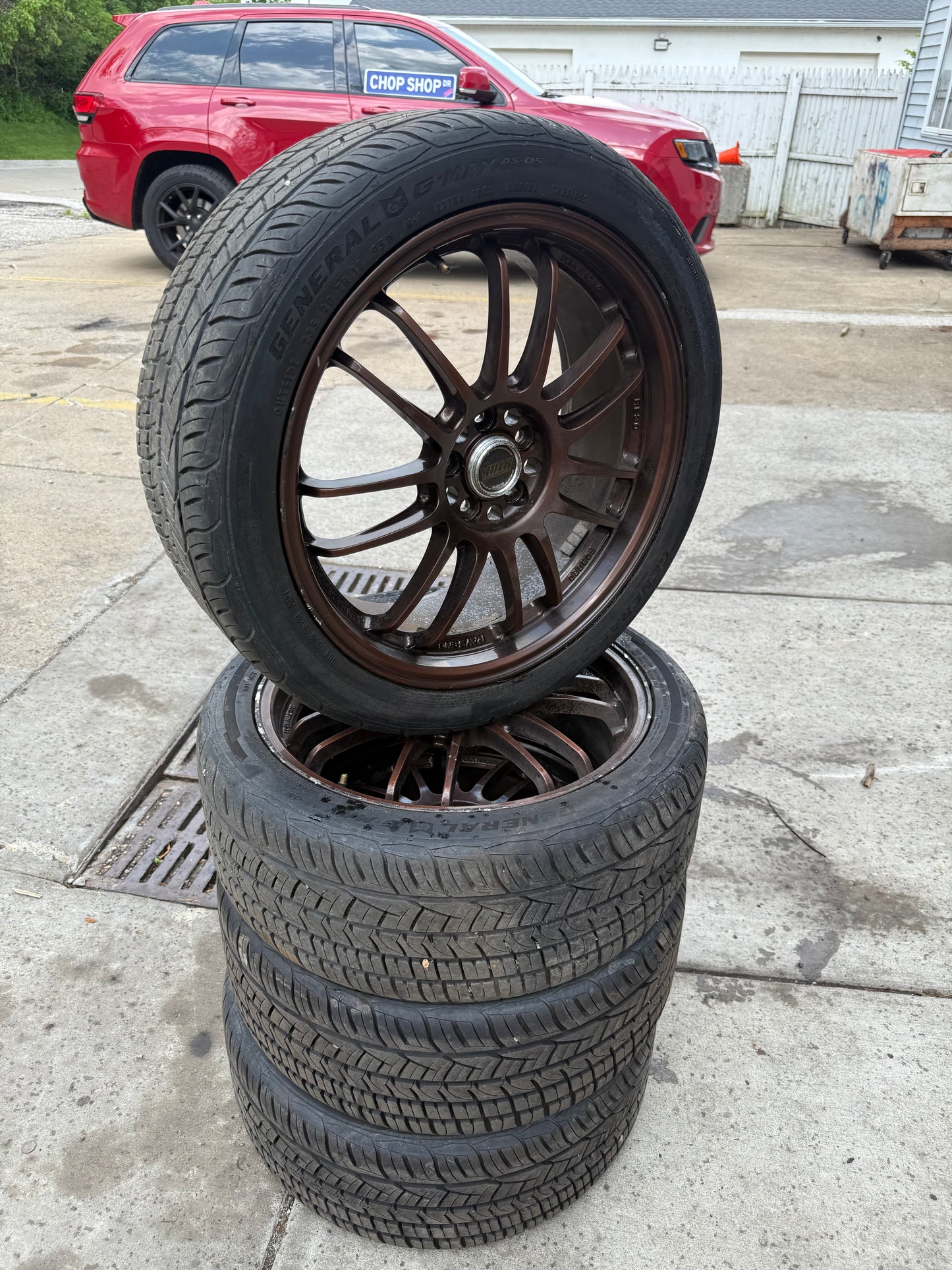 JDM RAYS WHEELS VOLKS RACING VR SUBARU STI 2004 WRX 2002-2007 5x100 18 x 7.5 +50 RIMS w/ 234/45zr18 TIRES