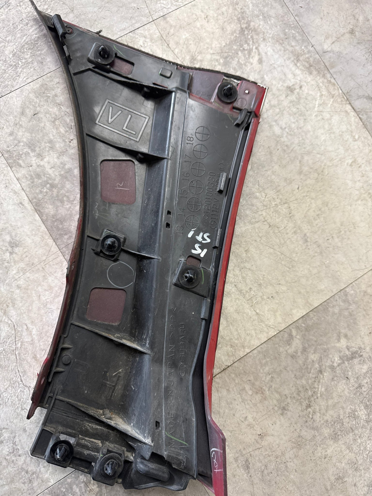 2015-2021 Subaru WRX STi OEM RH Fender Garnish Lightning Red
