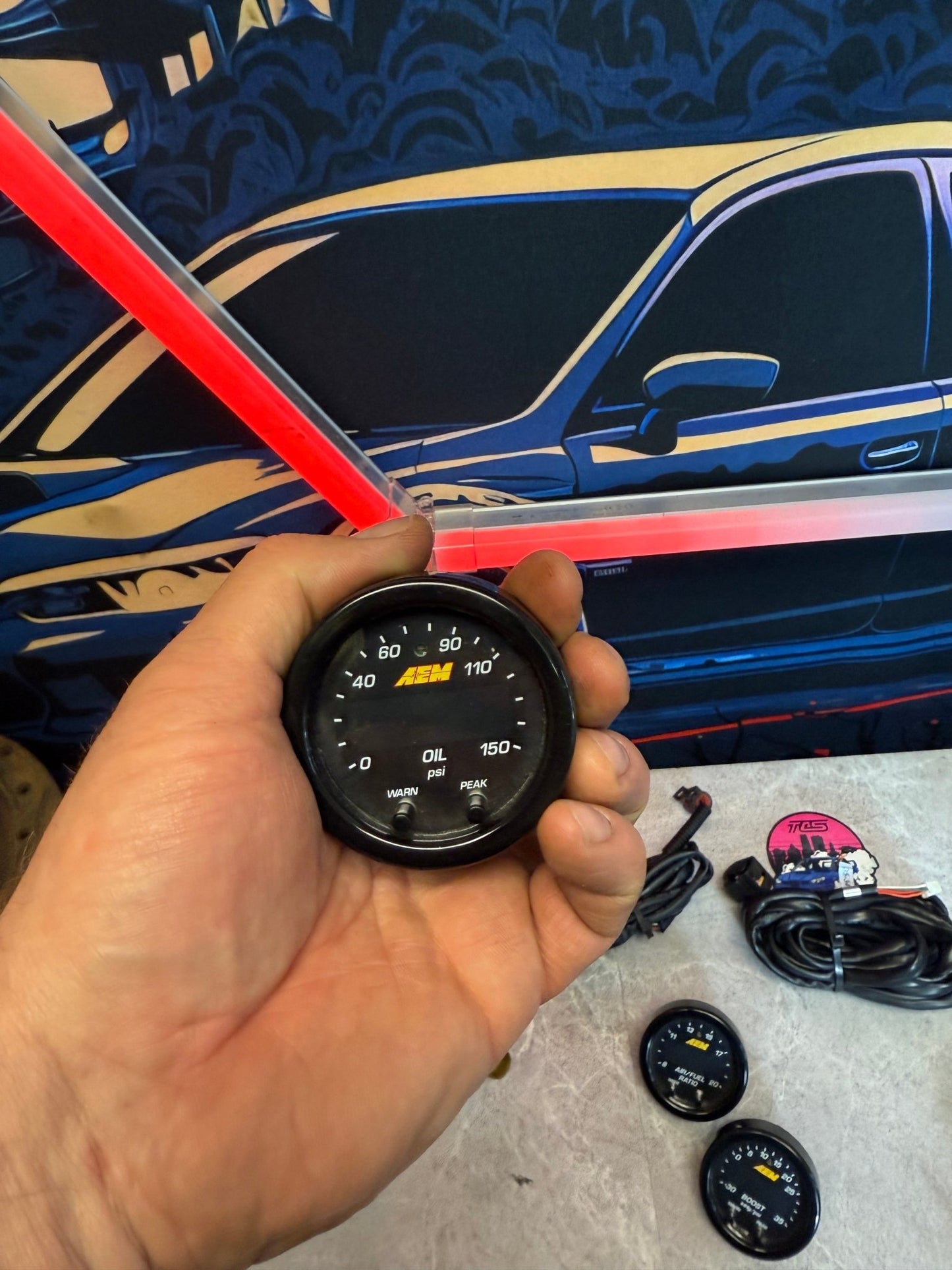 AEM x Line digital 52 MM gauges gauge set Subaru wrx & sti ej257 ej205 ej255 wideband 02 AFR air fuel ratio gauge , boost & oil pressure