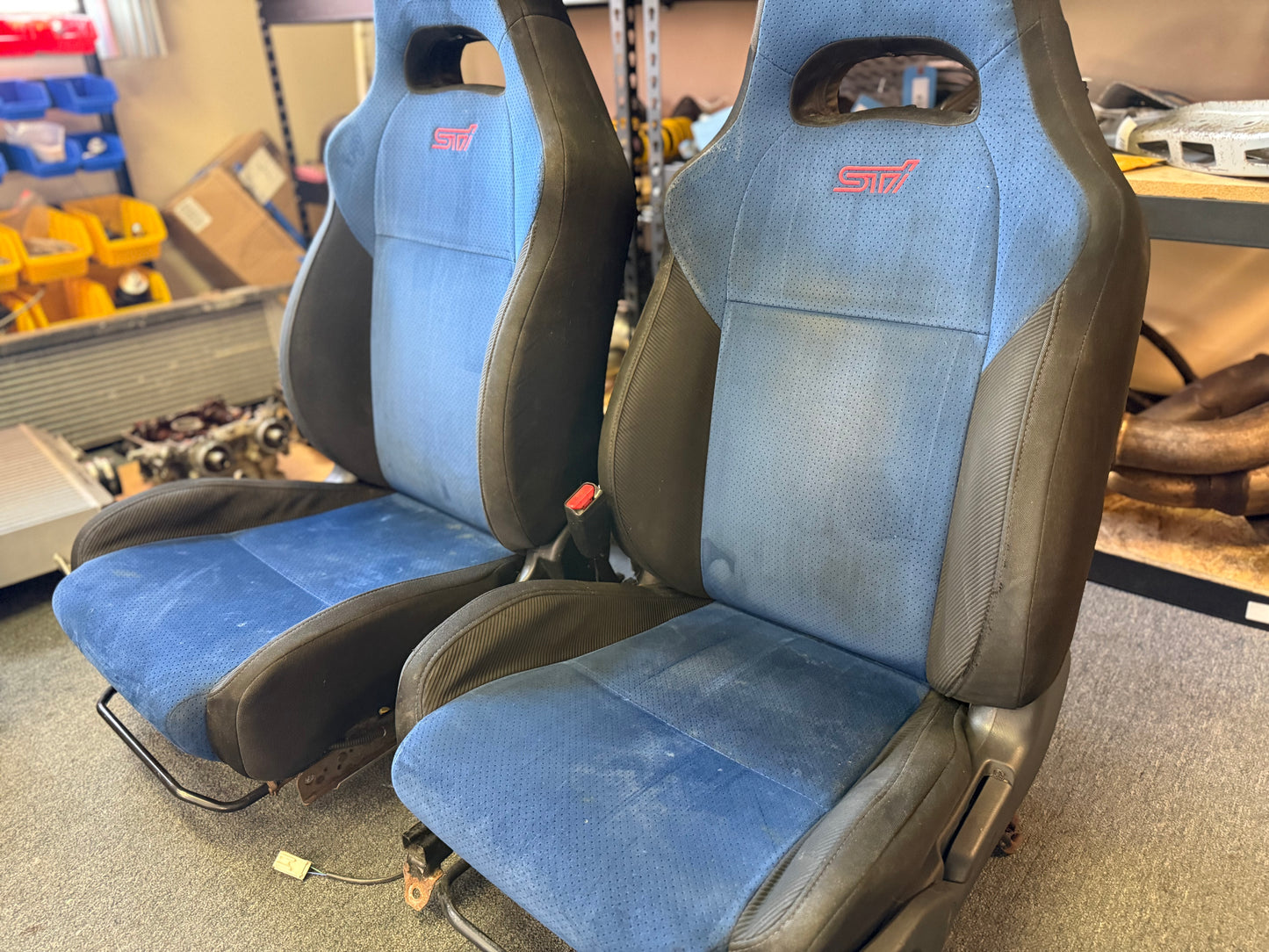 SUBARU oem STi seats front pair 2002-2007 wrx & Impreza cherry blossom pink logo