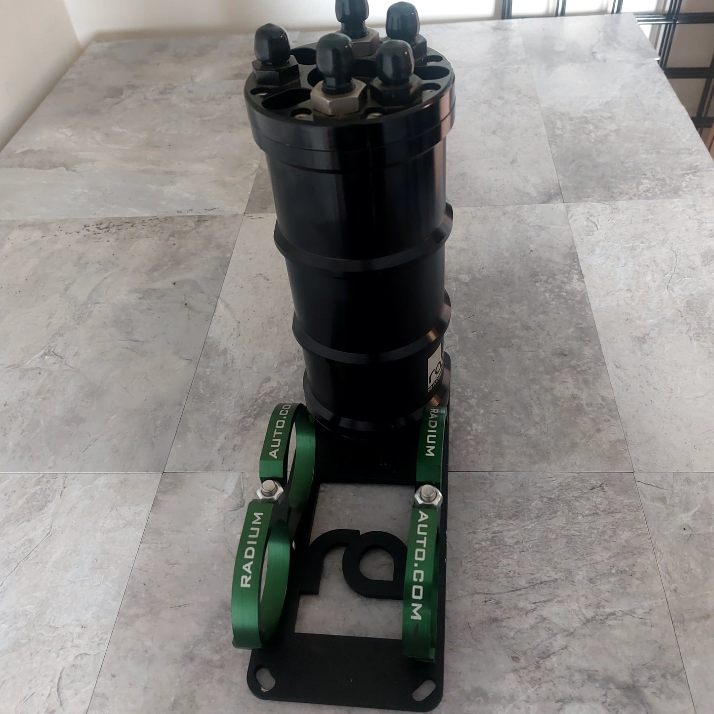 Radium 2 Liter Surge Tank w/ Twin Billet Holders for Pumps