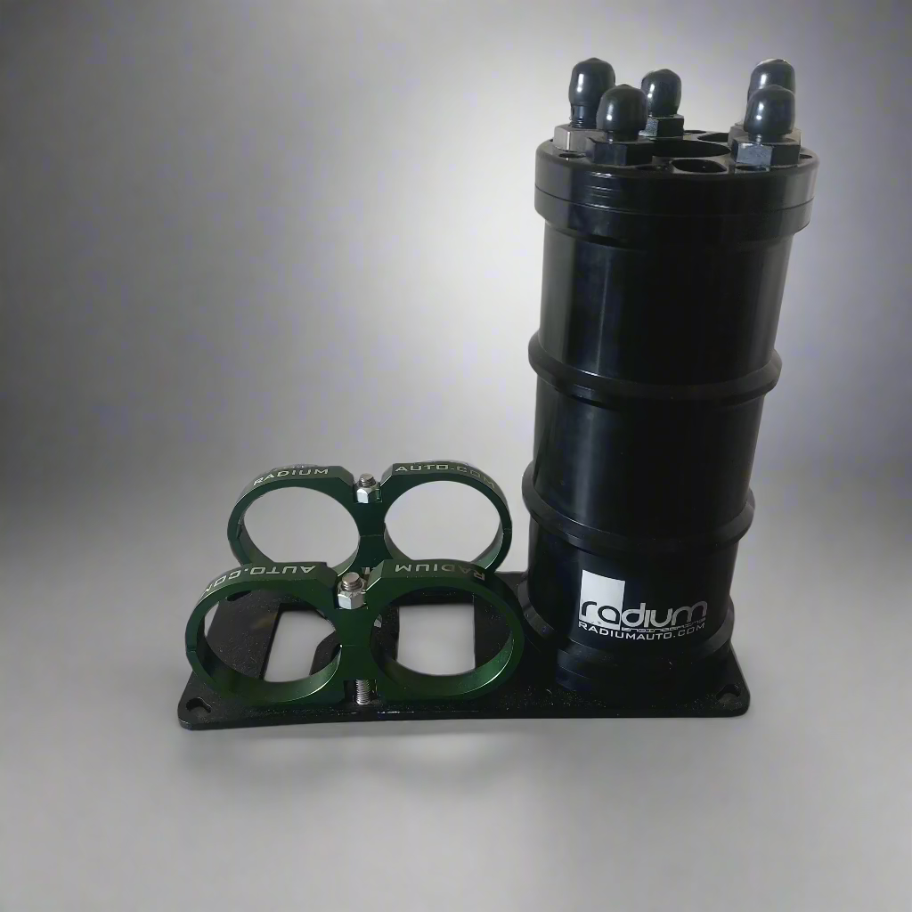 Radium 2 Liter Surge Tank w/ Twin Billet Holders for Pumps