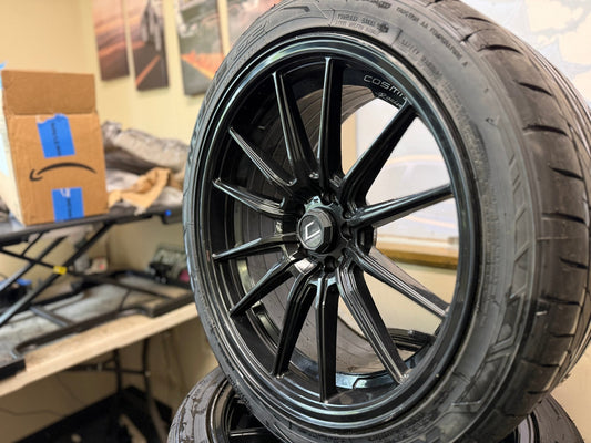 COSMIS racing r1 r-1 wheels 5x100 Subaru wrx 2002-2014 18x9.5 +35 w/ nitto 555 g2 265/35zr18 tires
