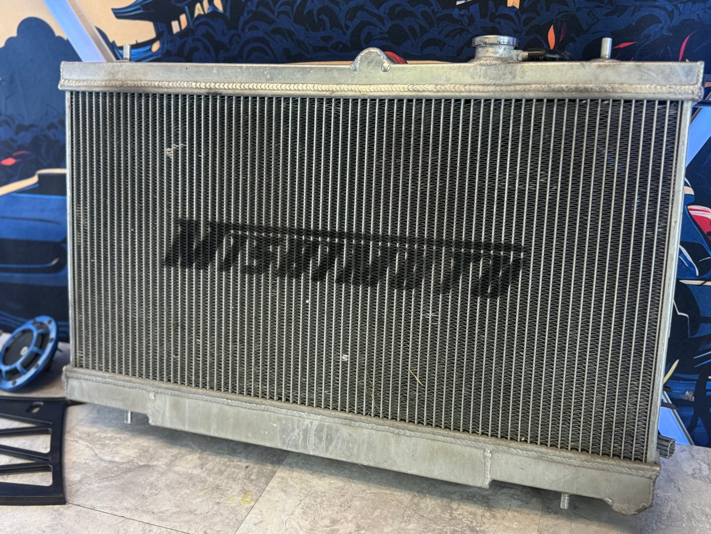 MISHimoto aluminum racing radiator 2004-2007 Subaru STi & wrx w: oem fans and red silicone hoses