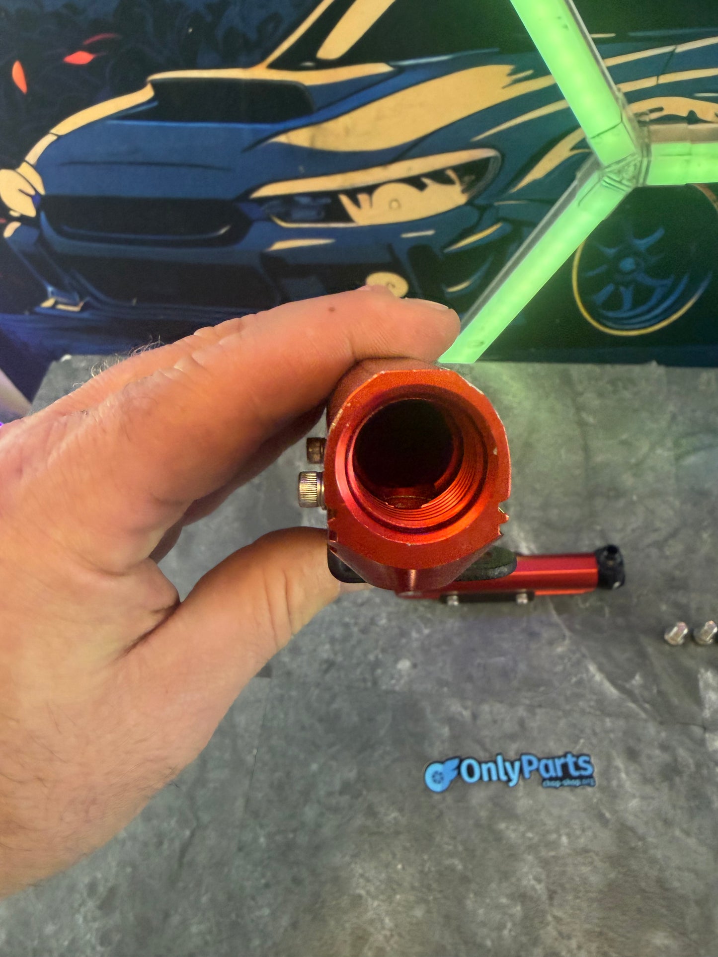 Areomotive fuel rails Subaru STi and wrx top feed billet red