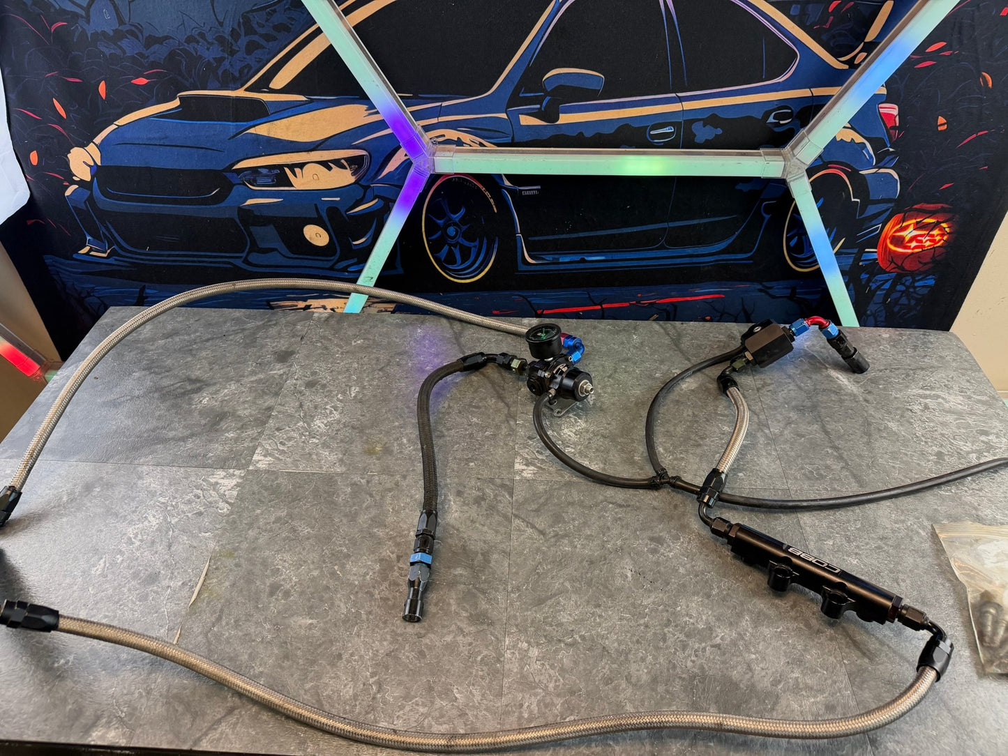 Under hood fuel kit 08-21 Subaru STi 08-14 wrx w/ Cobb billet fuel rails , radium FPR & FPD & ss lines “ bolt on “ for 93