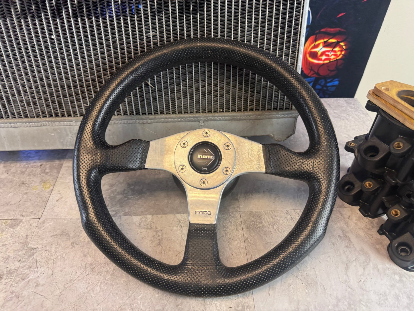 MOMO Italian Italy leather aftermarket steering wheel Subaru wrx & STi w: hub adapter 350 MM