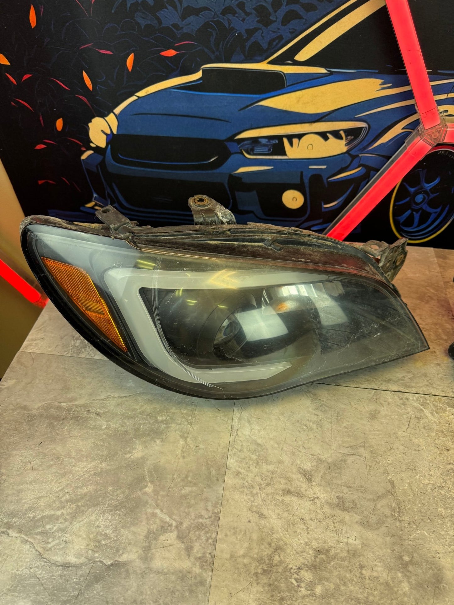 2006-2007 Subaru Impreza WRX STi Aftermarket LED Bar Headlight Pair Assembly B2