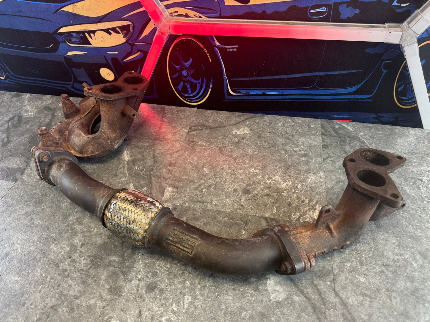 2004-2021 Subaru WRX STi OEM Cast Headers With Grimmspeed Header Crossover Pipe Exhaust