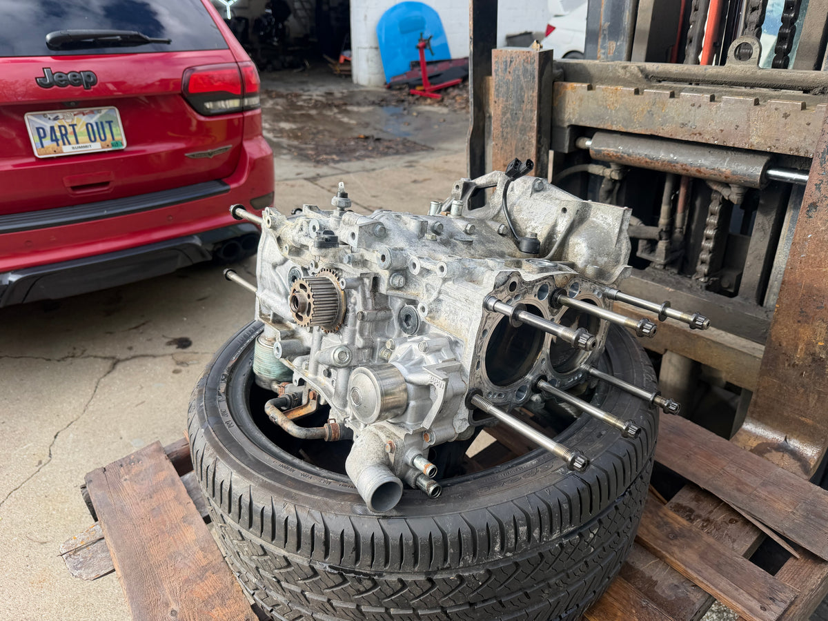 IAG STAGE 3 TUFF short block USED closed deck ej257 99.75 MM forged , I beam rods , arp rod bolts , nitrate crank , 1/2” drilled , ARP 1/2” studs included