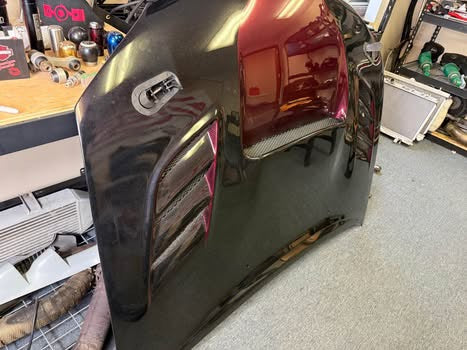 VIS racing C WEST CW CW2 carbon fiber red custom cowl induction hood 2006 2007 Subaru wrx & STi Hawkeye