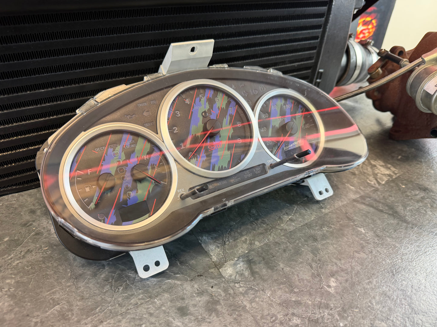Subaru STi gauge cluster oem 2004 w/ HKS oil slick over lay DCCD 6 speed swap 84k miles