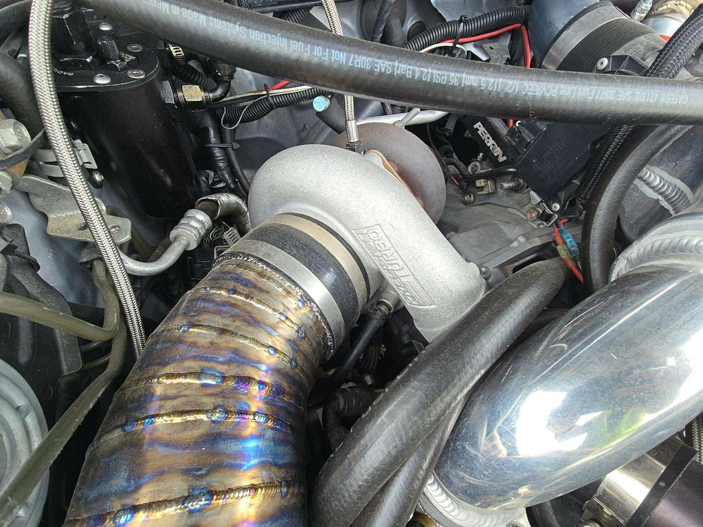 CUSTOM rotated turbo kit ( like ETS ) 08-21 STi 08-14 WRX w: PTE 6466 gen 900 HP & custom pie cut TITANIUM intake SUBARU
