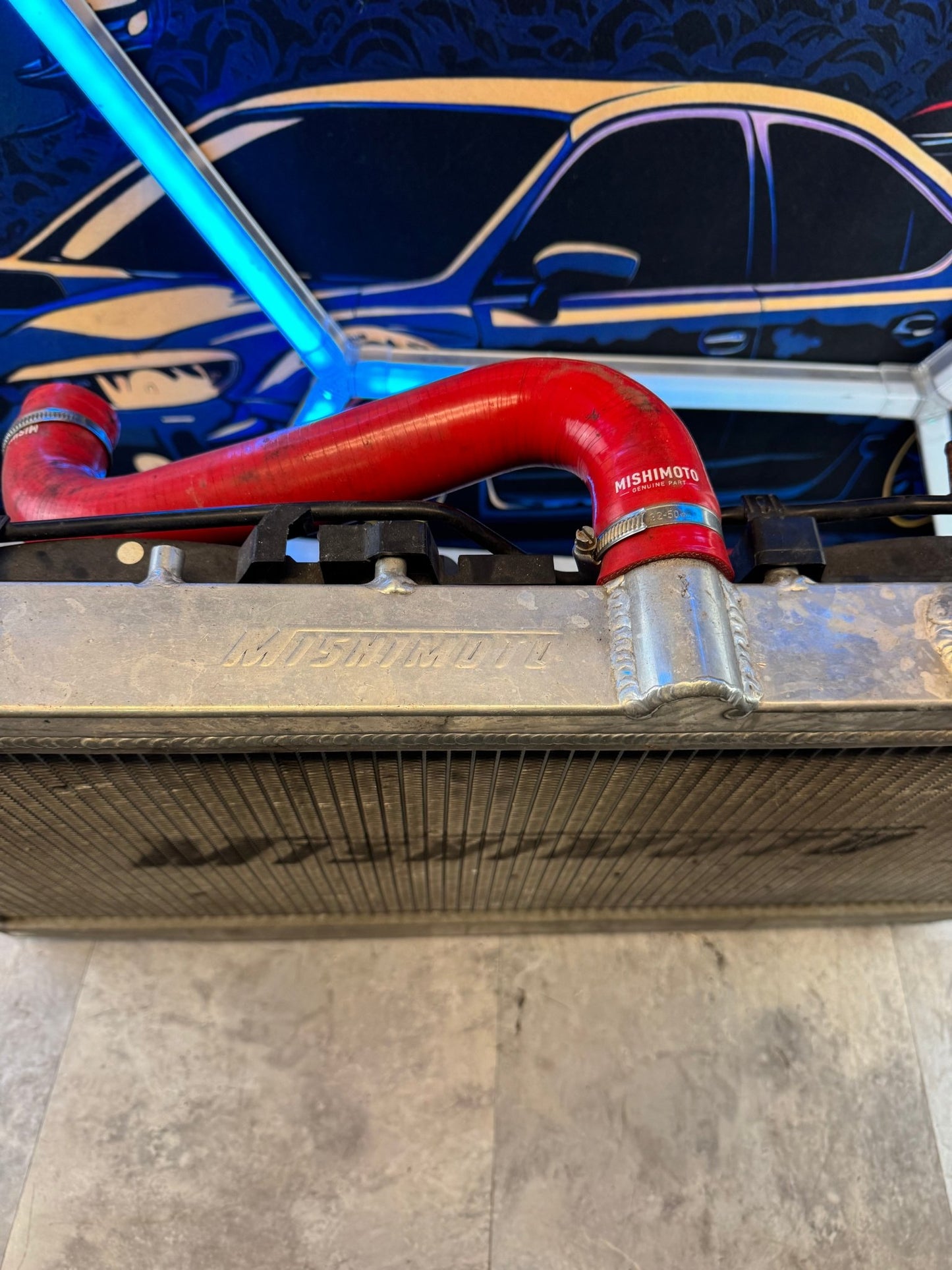 Mishimoto All Aluminum Radiator With Fans And Mishimoto Red Hoses For Subaru 08-14 WRX / 08+ STi