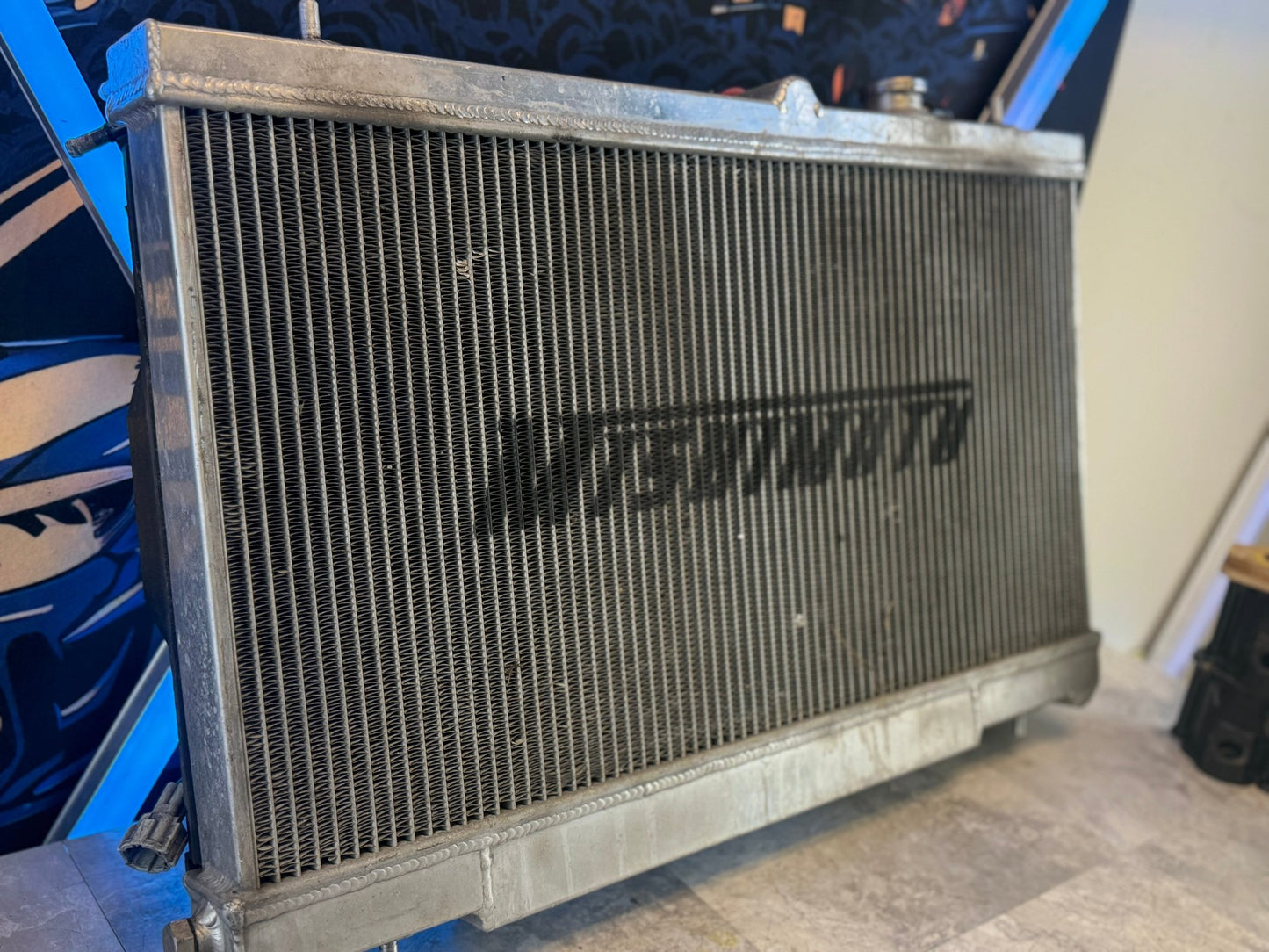 MISHimoto aluminum racing radiator 2004-2007 Subaru STi & wrx w: oem fans and red silicone hoses