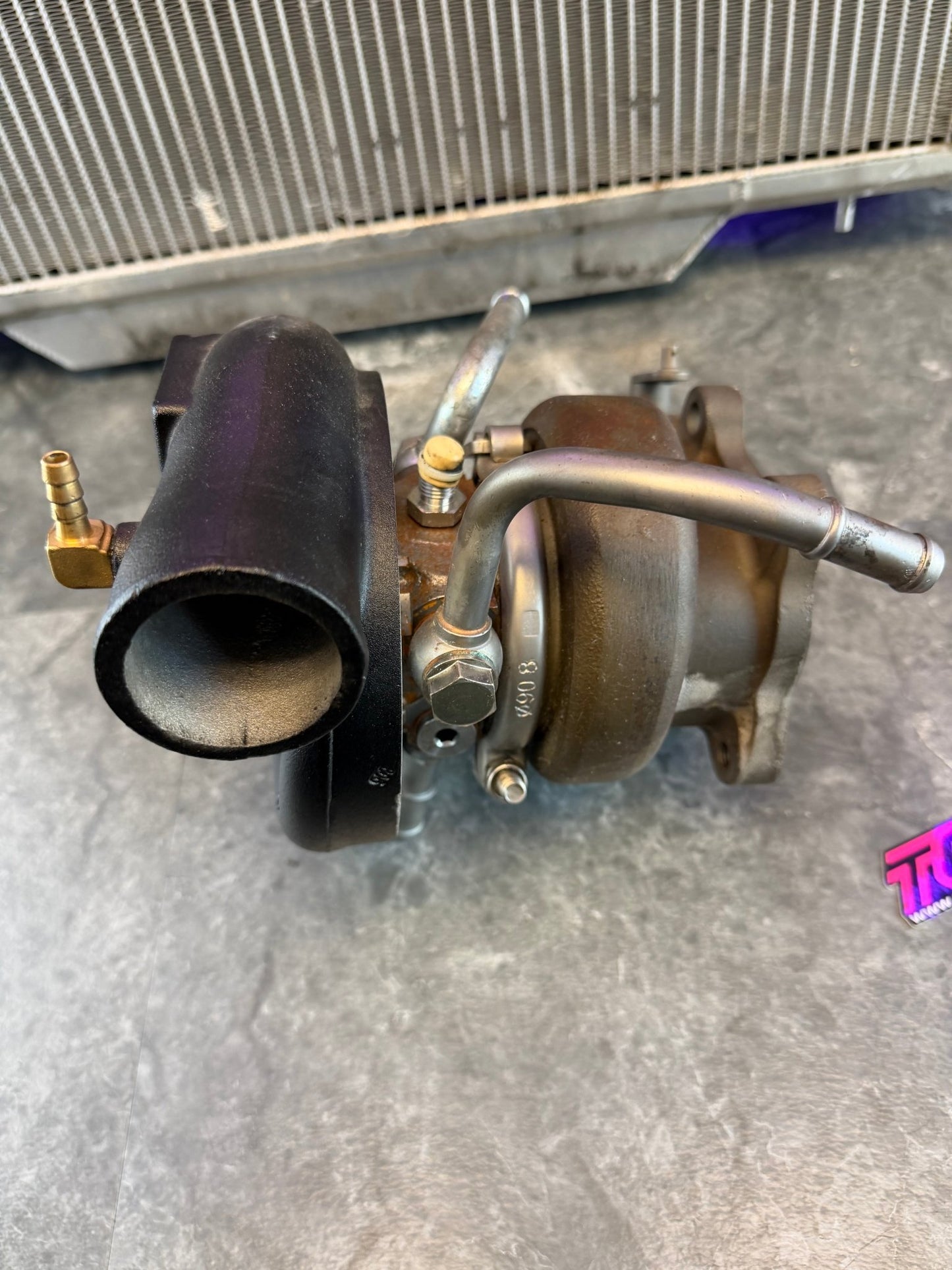FP “ black “ stock location turbo Subaru STi & wrx ej257 forced performance 84 HTZ 3.25” cover JB 10 CM