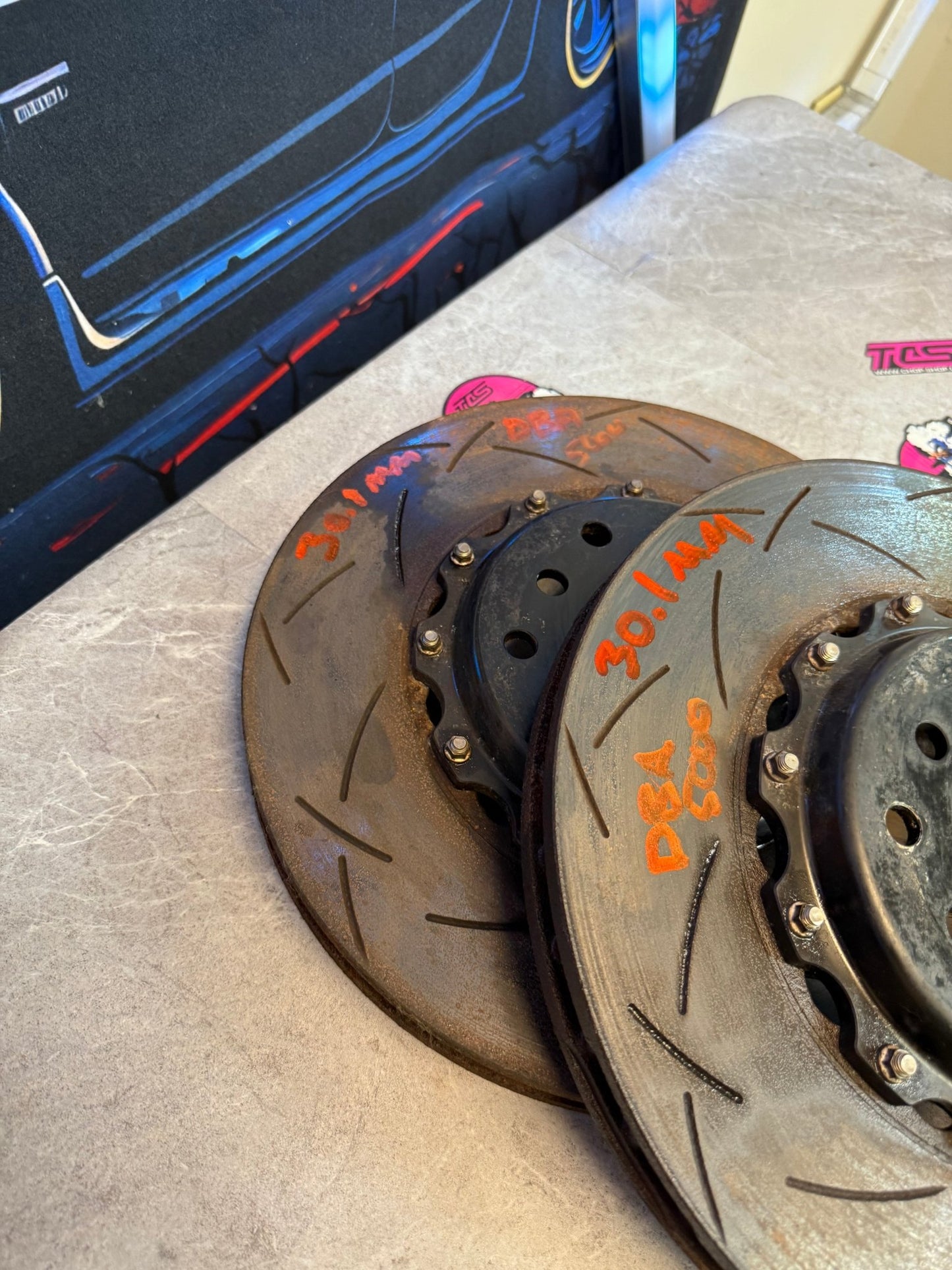 DBA 5000 2 piece vented brake disc rotors 5x114 5x100 brembo brakes Subaru STi wrx