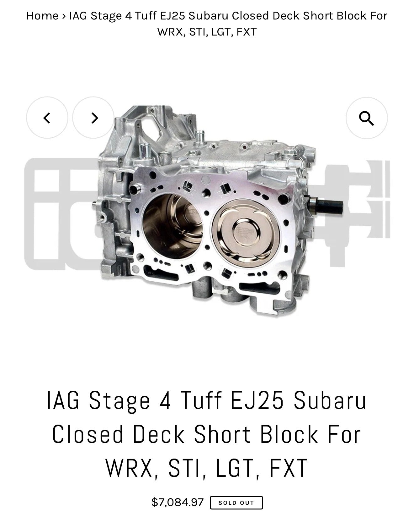 IAG “ STAGE 4 TUFF “ closed deck BUILT & FORGED 1000 HP Subaru STi engine short block