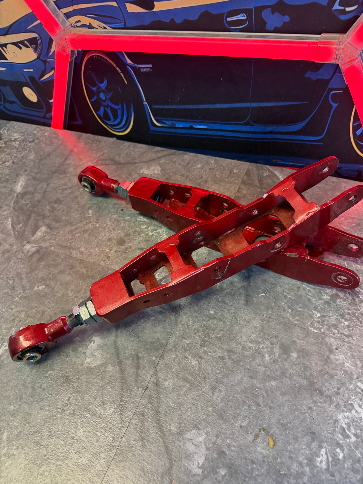 Whiteline rear lower adjustable control arms 2008 - 2021 Subaru STi & wrx RED