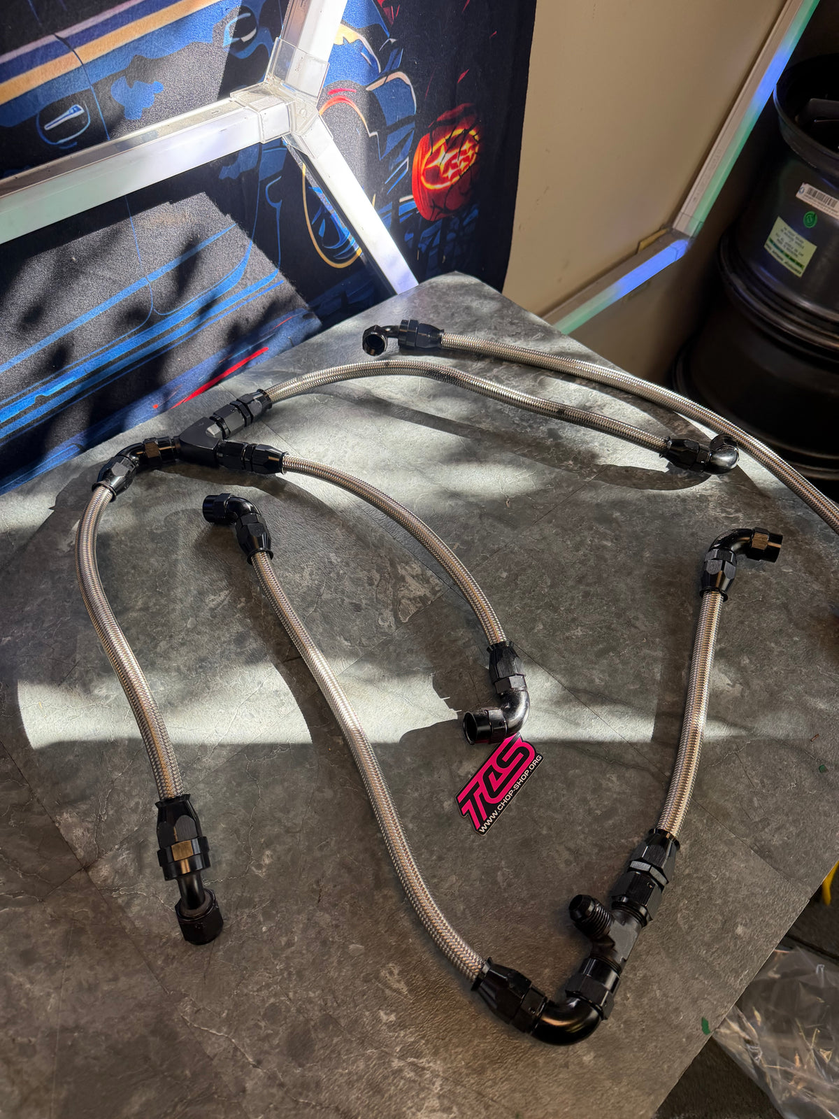 Under hood fuel lines Subaru STi 8 AN braided stainless steel w/ fittings