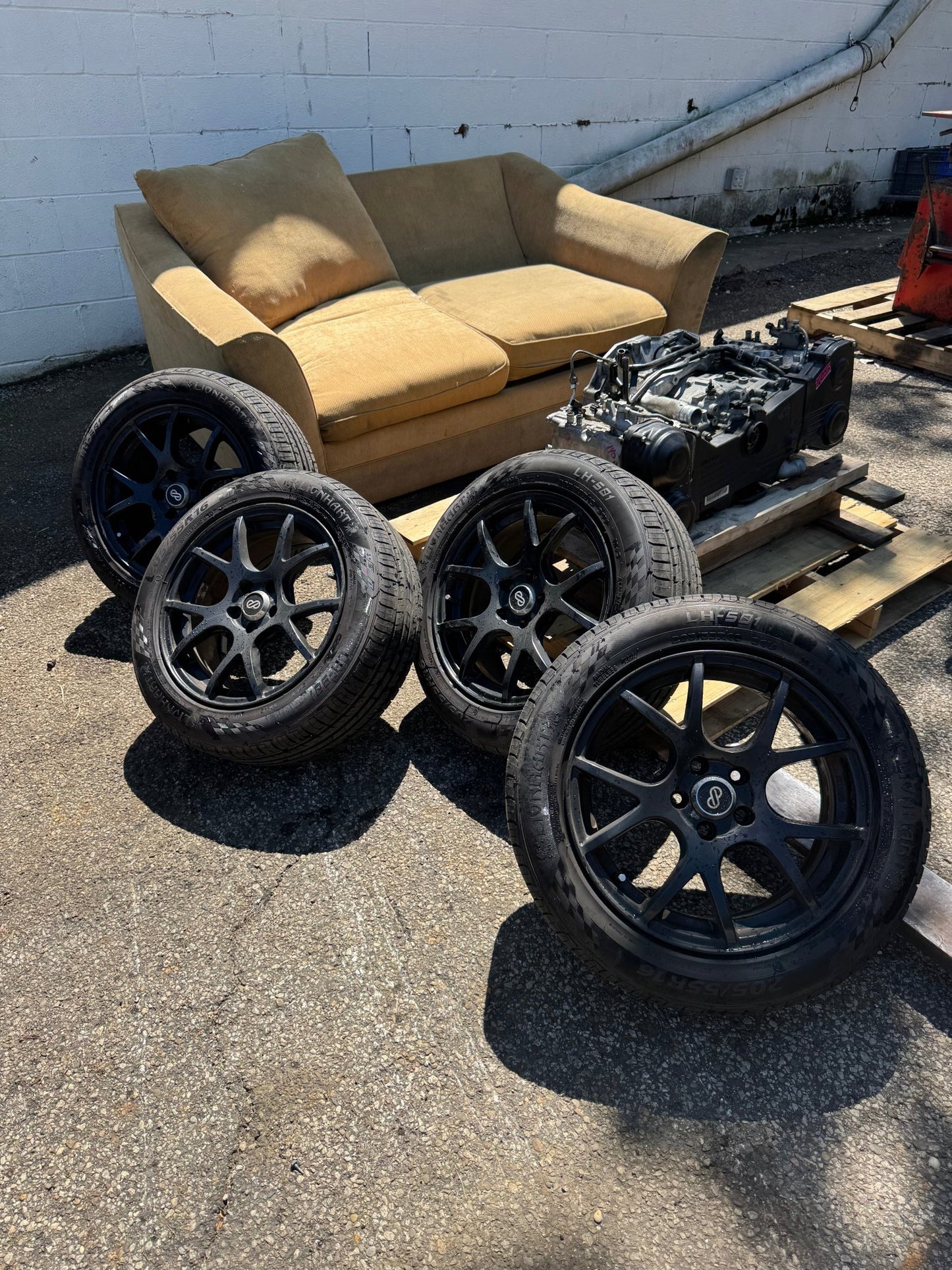 Enkei M52 16x7 ET45 5x100 Black Set Of 4 Wheels With Lionhart LH-501 Tires Set