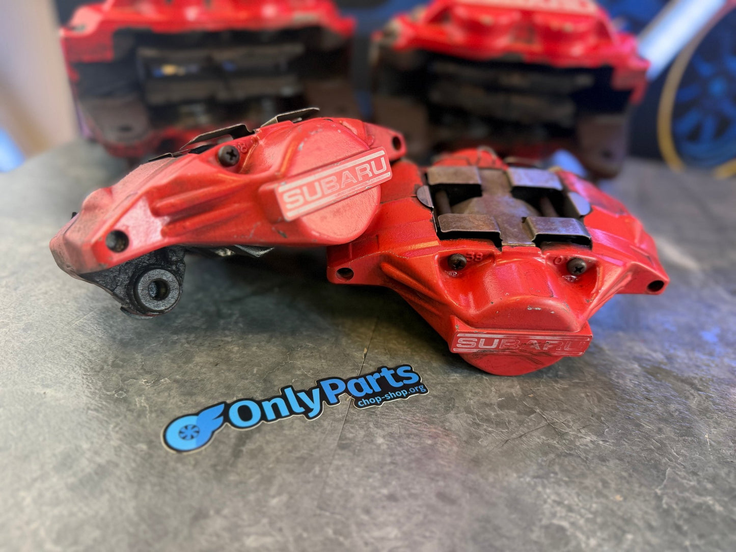 OEM Fuji 4/2 pot Subaru wrx “ baby brembos “ brake calipers jdm 2006 2007 Hawkeye