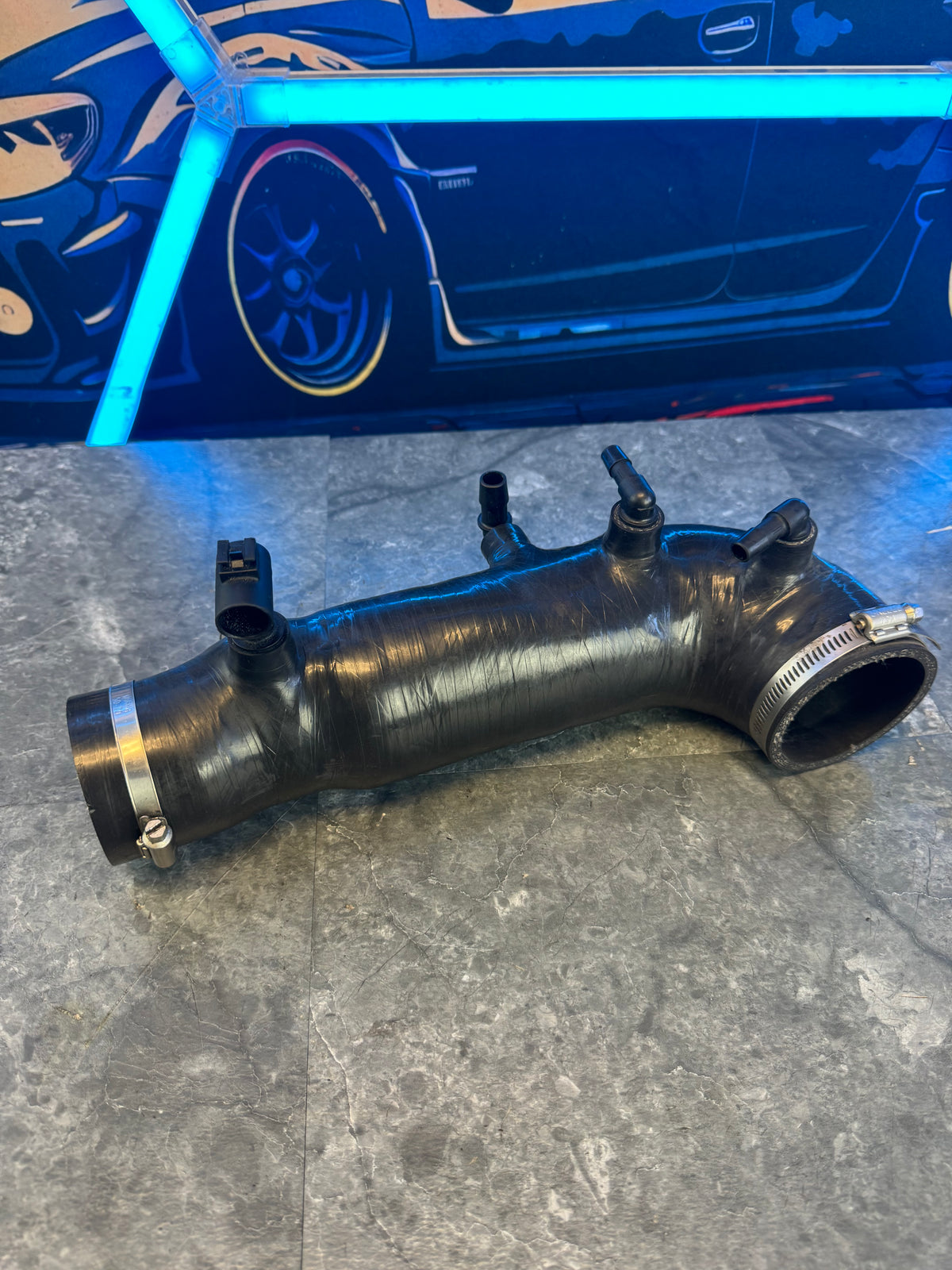 2004-2021 Subaru STi / 2002-2007 WRX Perrin Performance Silicone Turbo Inlet Black With Fittings