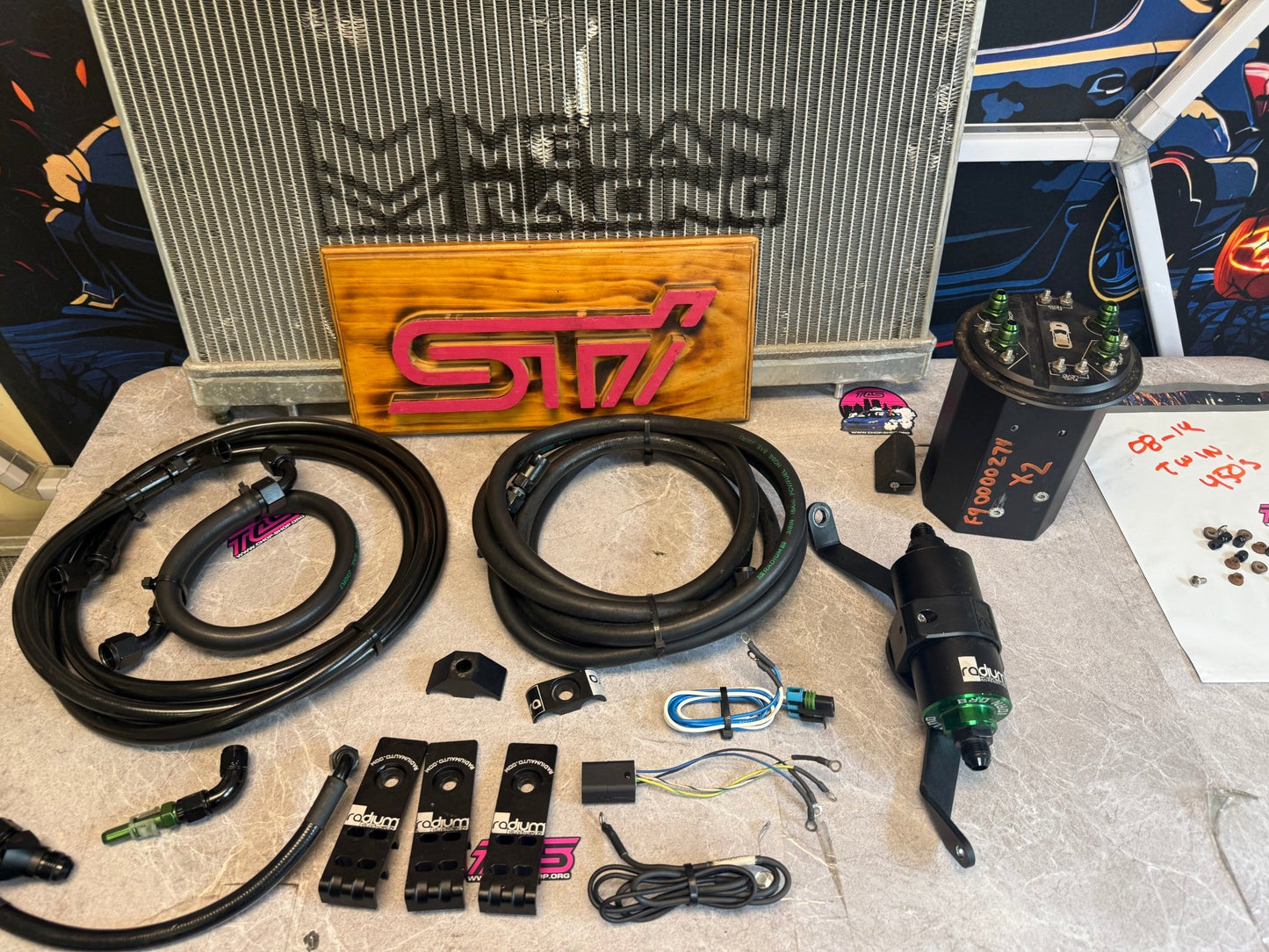 RADIUM ENGINEERING twin walbro fuel pumps & kit 08-14 Subaru STi & wrx 450 LPH TI automotive I - WIRE