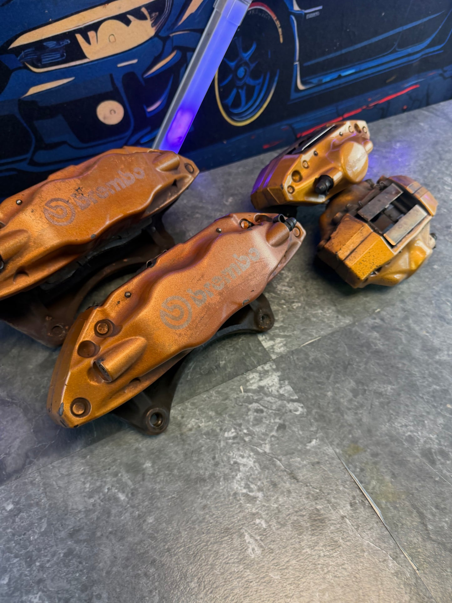 Subaru STi 2004 - 2007 STi oem authentic gold brembo brake calipers ( wrx swap ) NEED REPAIRED